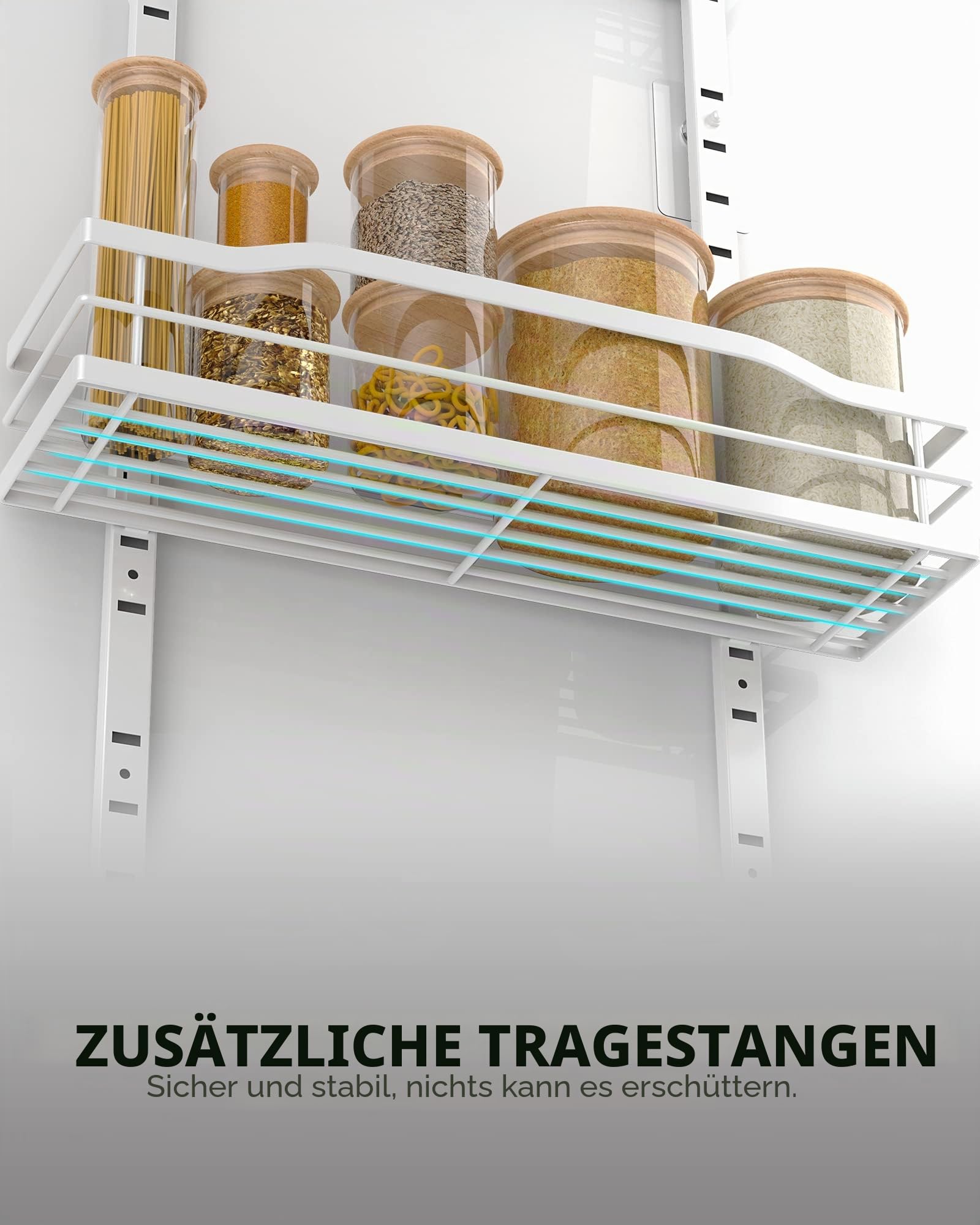 Moforoco roco Weißer 9-stöckiger Organizer für Speisekammer, Speisekammer-Organisation und Aufbewahrung, Metall-Gewürzregal, zum Aufhängen, für Tür, Zuhause und Küche, Essentials, Waschküche,