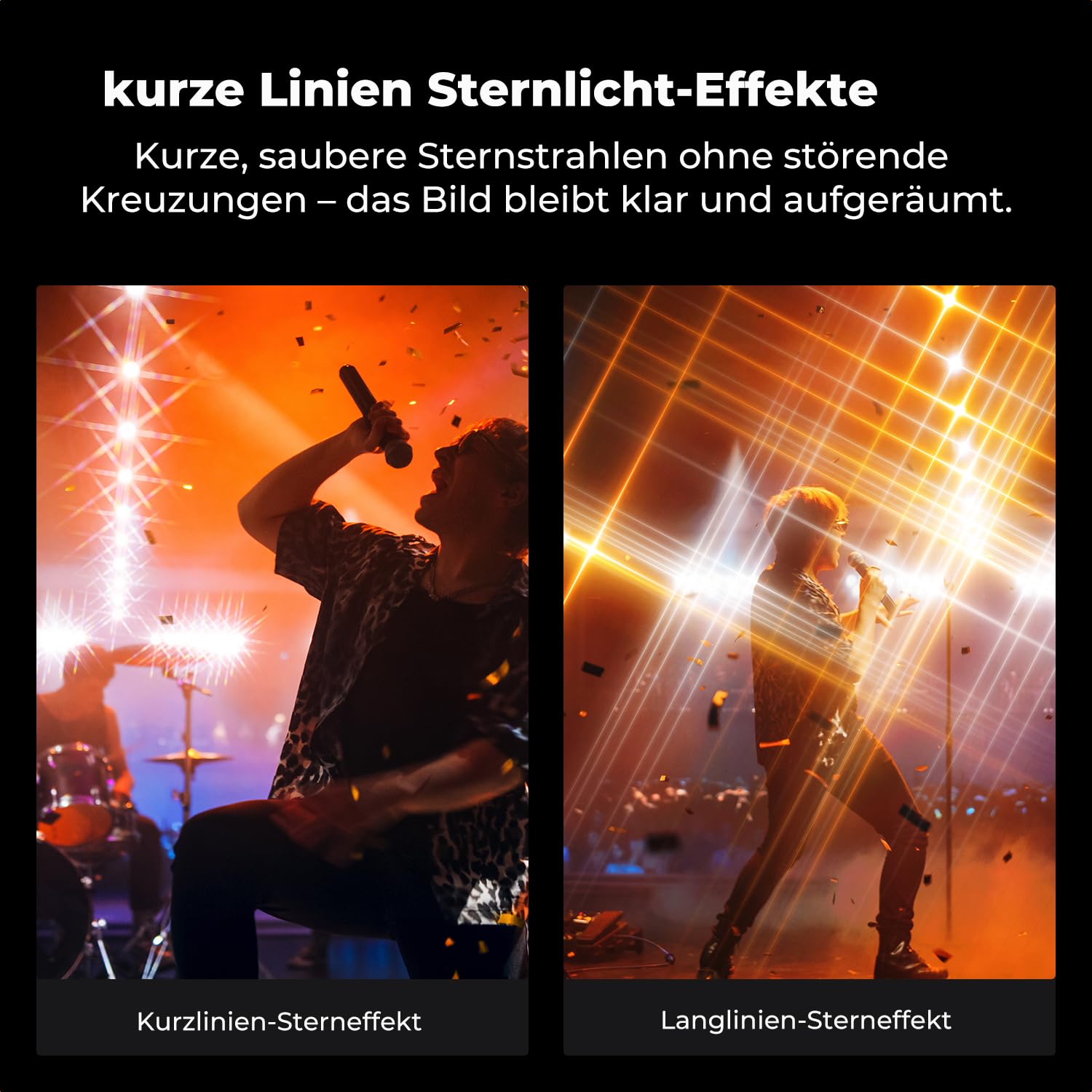 K&F CONCEPT Variabler Kurzstrahl-Sternfilter 4&8 Punkte Dezenter Glanz | 58mm,Optisches Glas,HD,Multi-Beschichtung,Wasserfest,für Nacht Lichtaufnahmen,Nano-Xcel Series