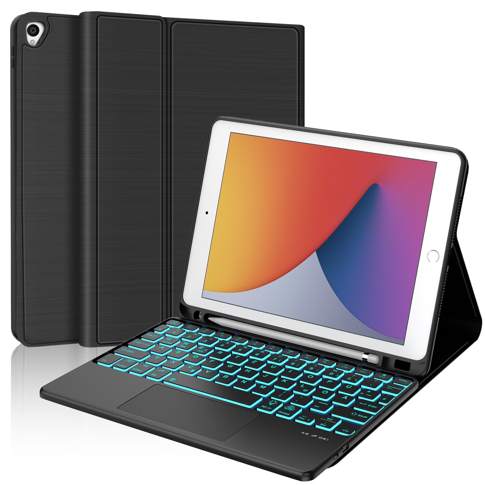 Clavier AZERTY CACOE Pour IPad 11e/10e Gen - Rétroéclairage 7 Couleurs - Pavé Tactile - Étui Protection