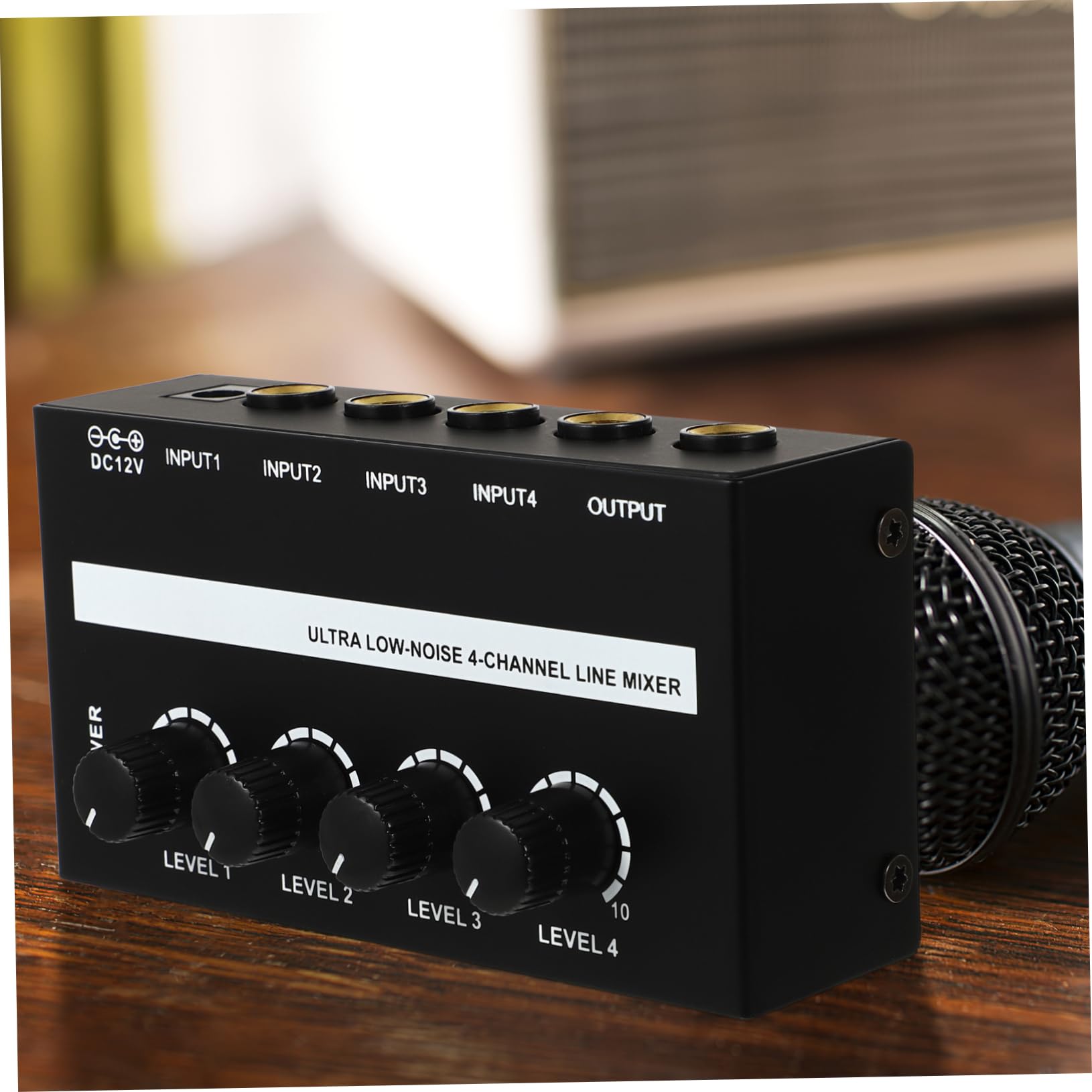 Abaodam Mixer Music Mini 4 Channels Audio Mixer Sound Mixing Capabilities for Stage Bar