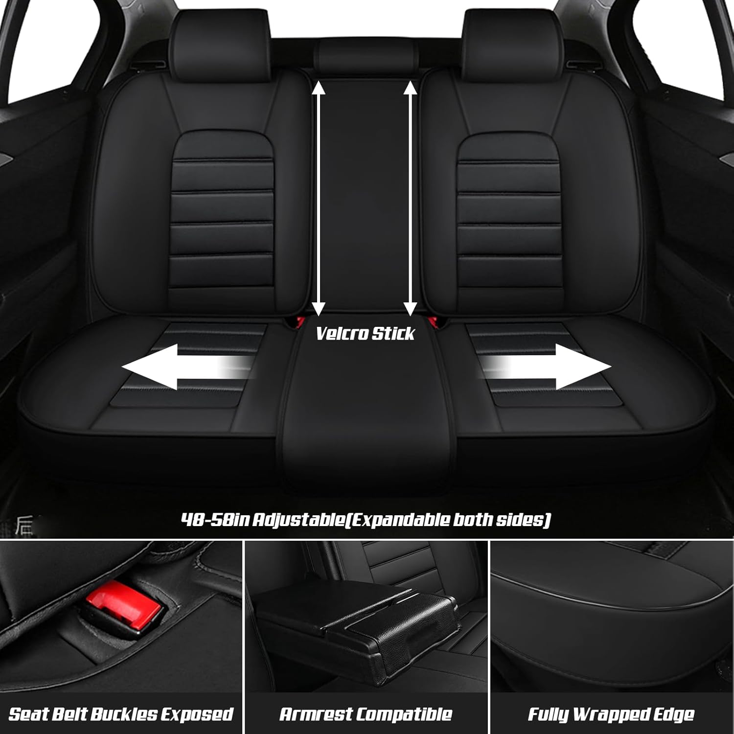 Full Set for Kia Sportage Seat Covers 2000-2026, Waterproof Nappa Leather Car Seat Protector, Anti-Slip & Comfortable Car seat Cover (Standard 5 Seats Black & Red)