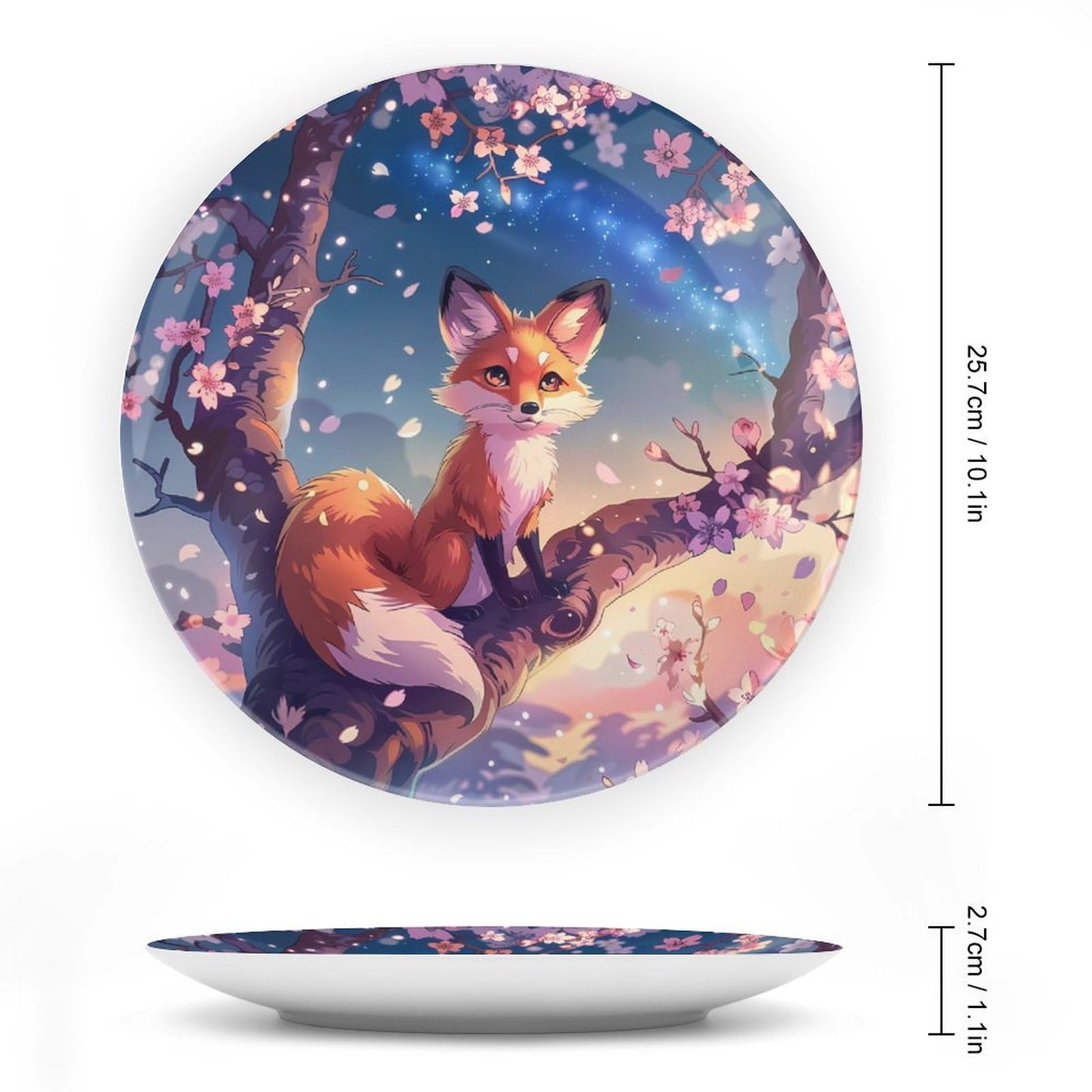 Piatto decorativo con supporto espositivo, in ceramica, con motivo a dei cartoni animati, in porcellana ossea, per decorazioni per feste e matrimoni