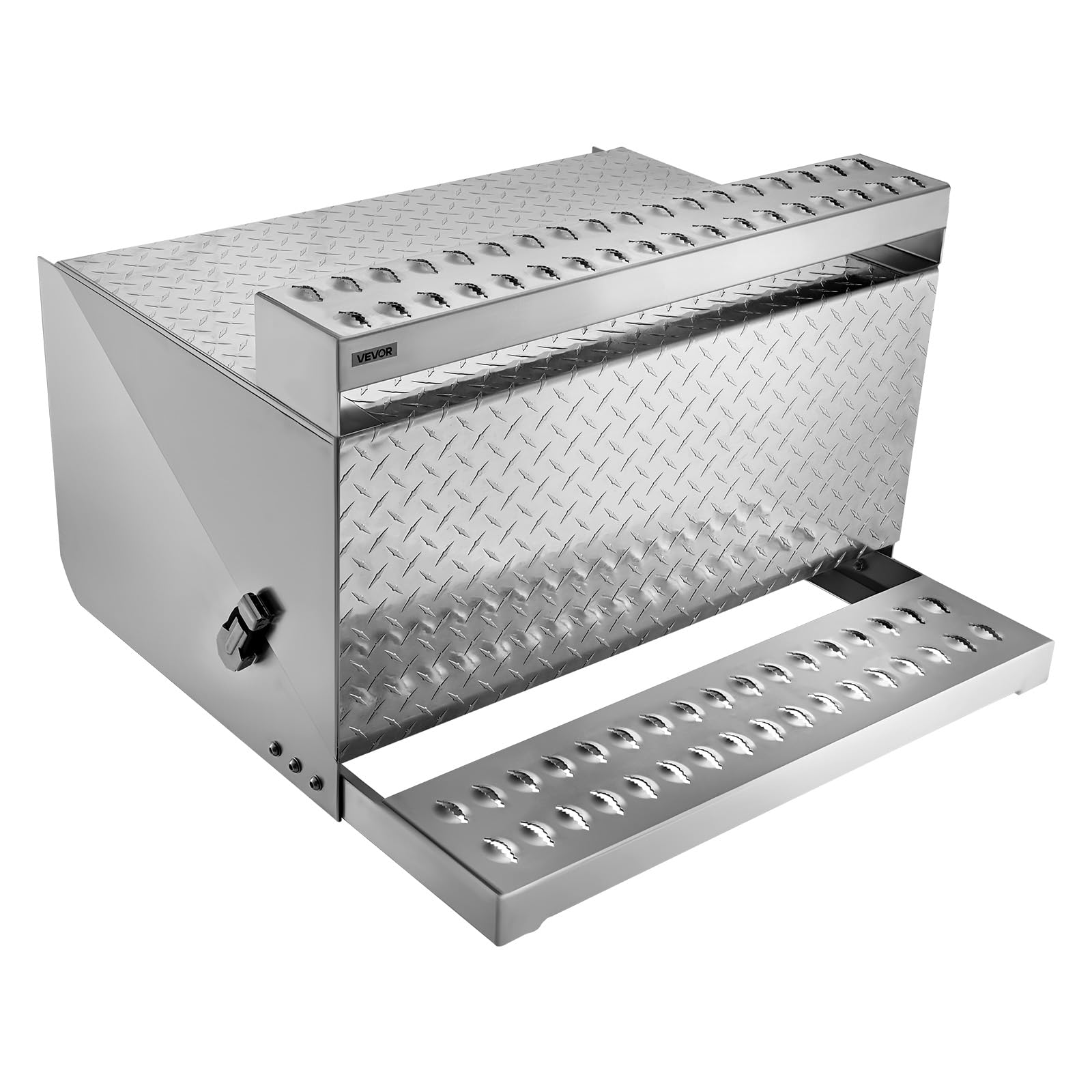 VEVOR Coffre à outils à marchepied pour semi-​remorque, 790 x 770 x 485 mm, boîte à outils robuste en Alu, avec marchepied d'entrée de cabine étanche et loquet amortisseur pour camions à plateau, grue