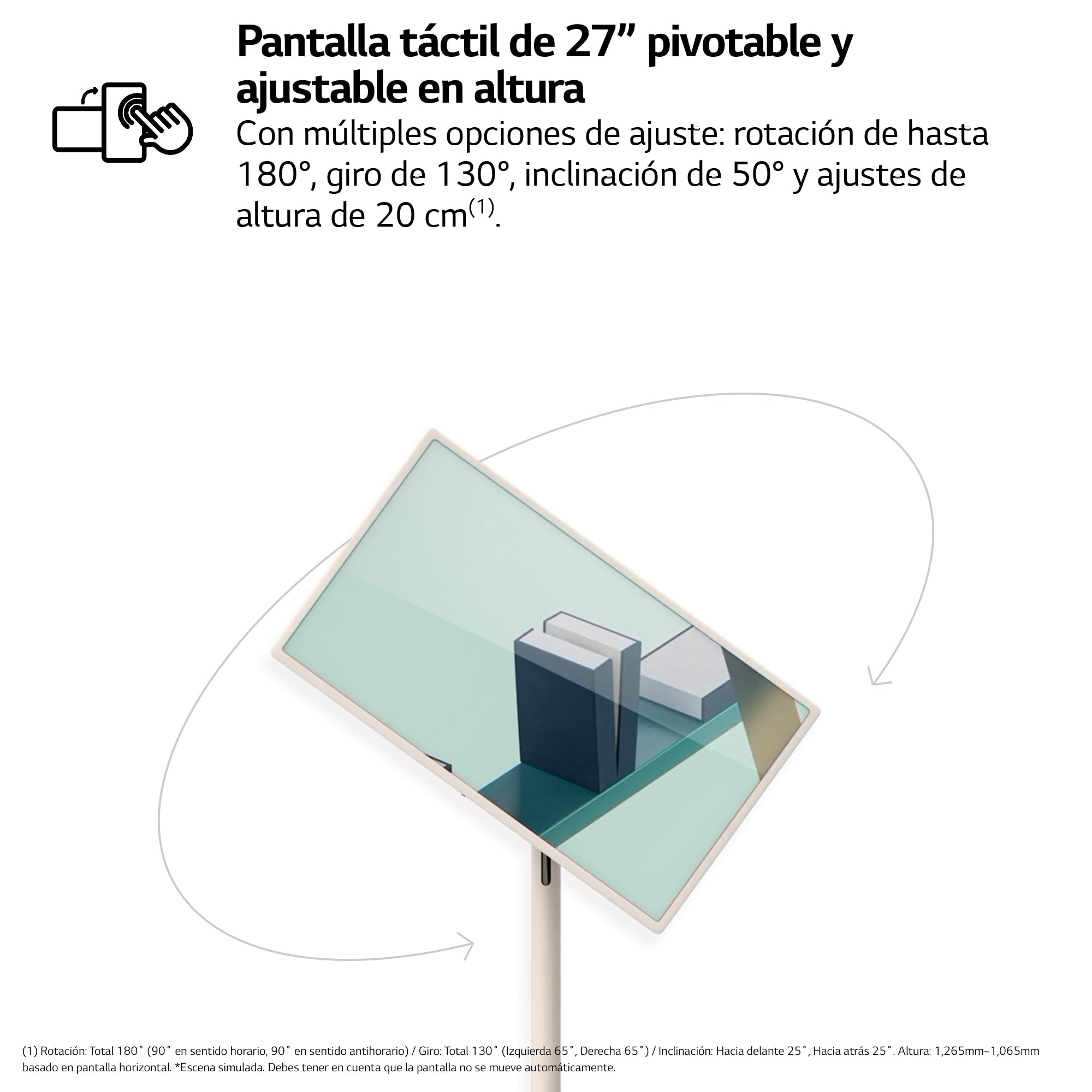 LG 27ART10AKPL - Smart Monitor, StanbyMe, Portátil (Monitor/Smart TV), 27″, 1920×1080, FHD, LED (16:9), webOS6.0, Brillo Ajustable, Mando Incluido, Beige - 5