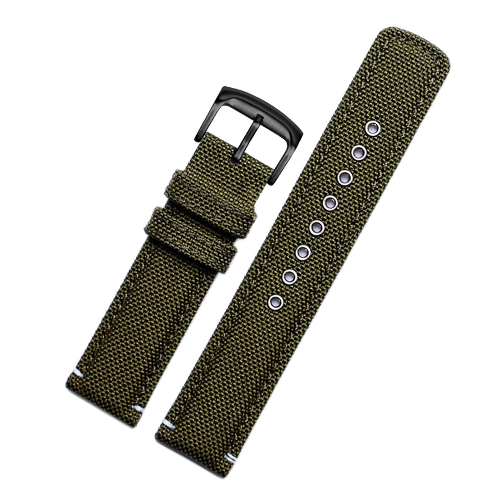 INEOUT Cinturino Da 20 Mm In Tela + Cinturino In Pelle Nero Cinturino In Nylon Kaki Verde Militare Compatibile Con Cinturino Da Polso Da Uomo Citizen AW5005 AW1365