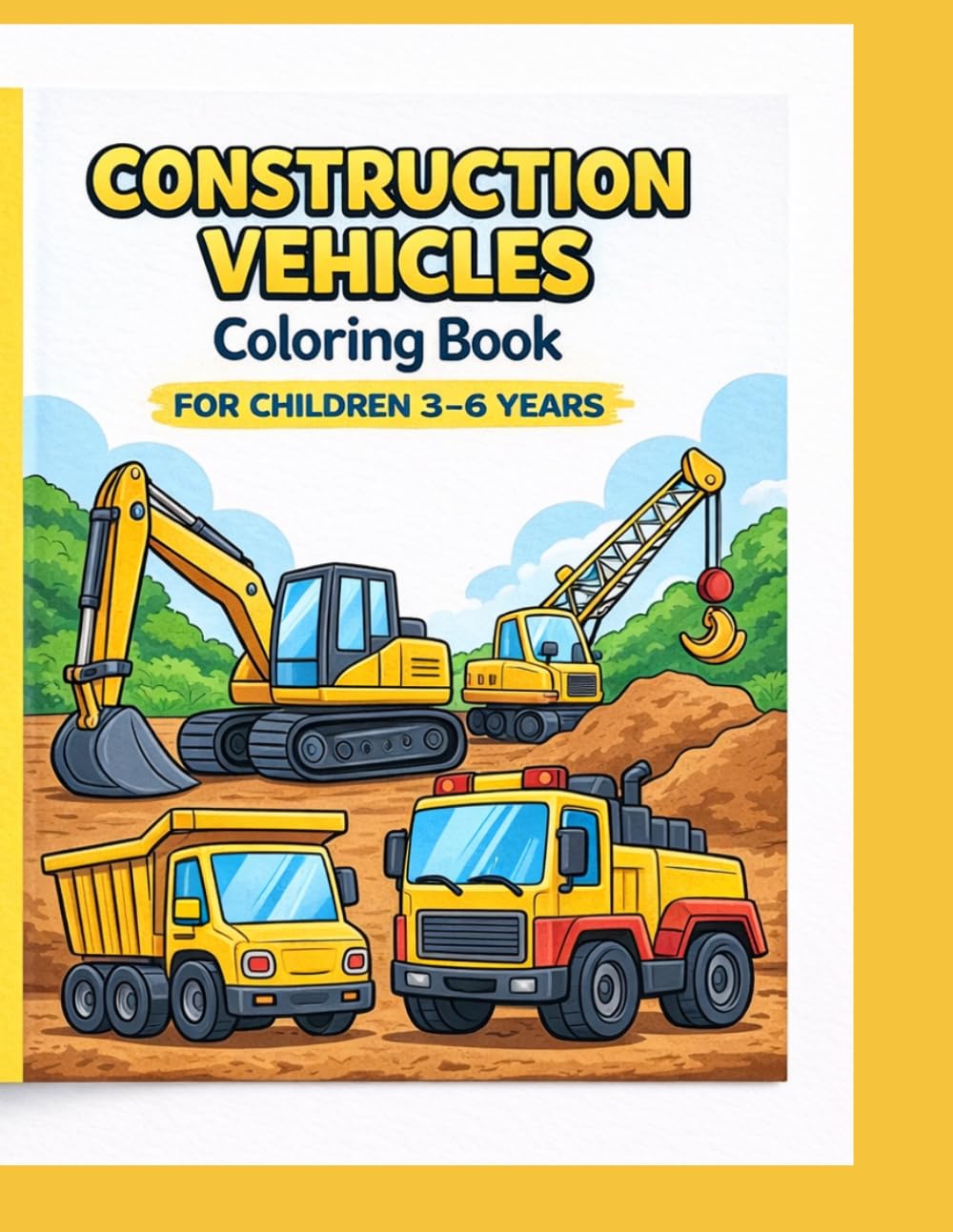 Construction Vehicles Coloring Book for Kids Ages 3–6: 30 Fun and Easy Construction Trucks Coloring Pages for Toddlers and Preschool Boys