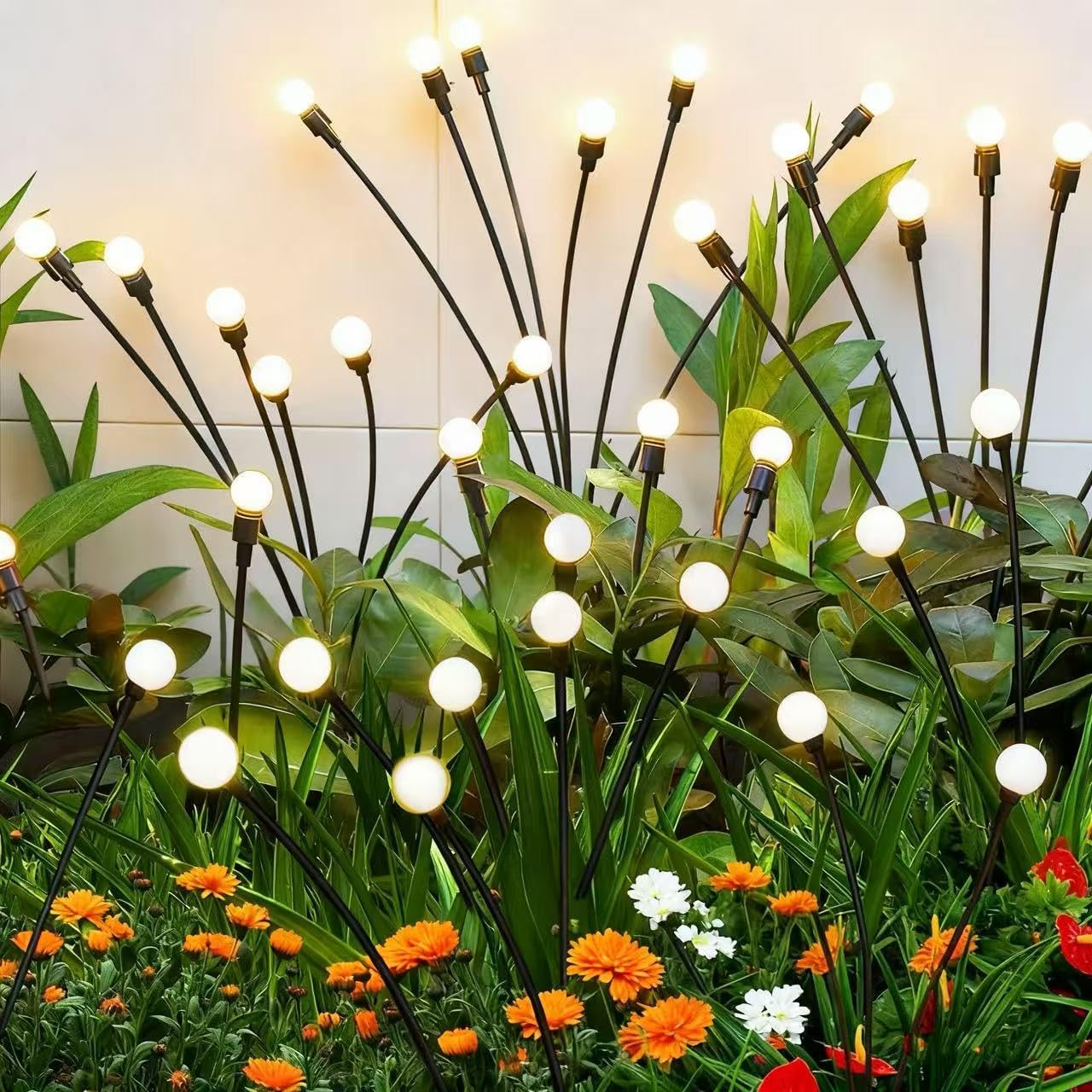 Solar Garden Lights Outdoor Waterproof Upgraded Flexible Titanium Wires Wind Swaying Firefly Lights for Patio Yard Pathway Unique Dancing Solar Decor Gifts for Women Christmas (6Pack)