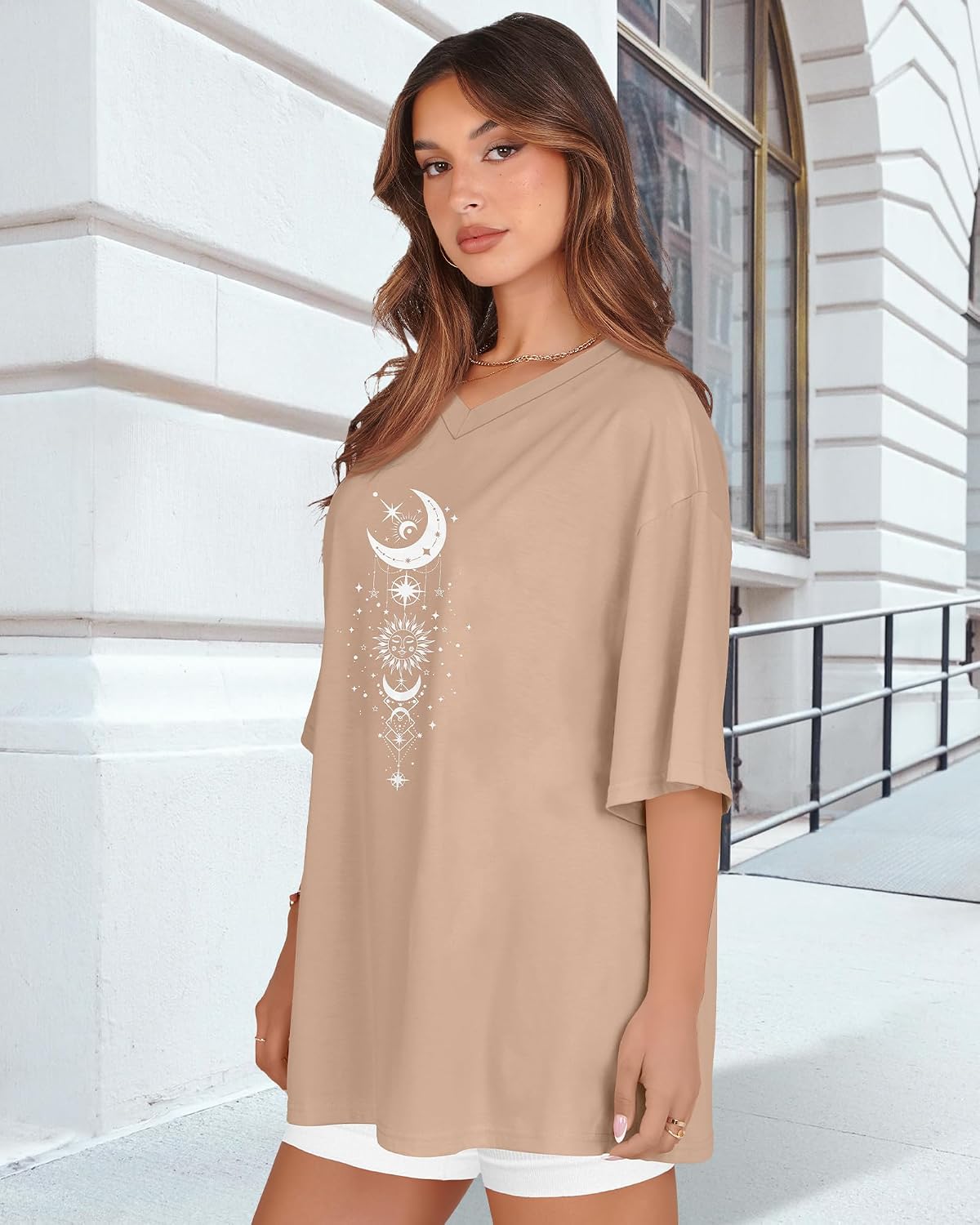 Oversized Tshirts for Women V Neck Short Sleeve Summer Casual Basic Loose Tops 2026 thumbnail