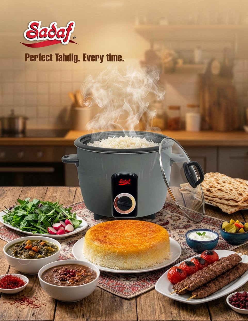 Photo 1 of Sadaf One-Touch Automatic Rice Cooker – Electric Persian Rice & Tahdig Cooker - Non-Stick Inner Pot & Auto Shut-Off - Easy to Use Rice Maker - Middle Eastern Cuisine - 4 Cups