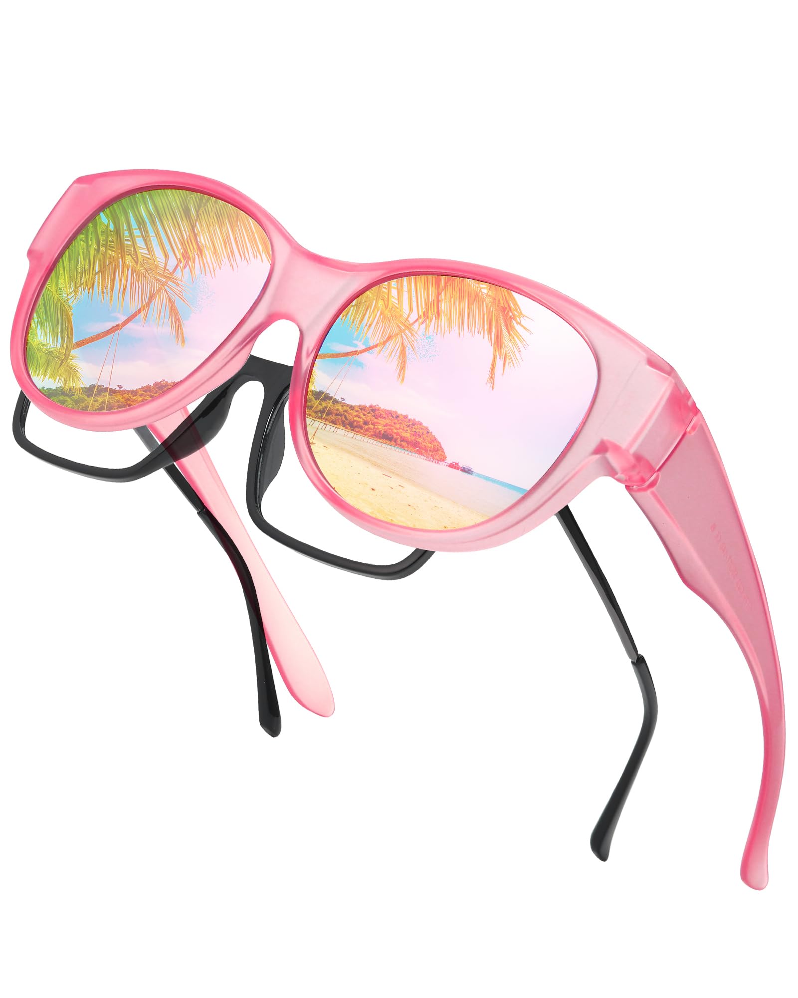 LVIOE Sonnenbrille für brillenträger Damen Runde Fit-over Überbrille mit UV-Schutz