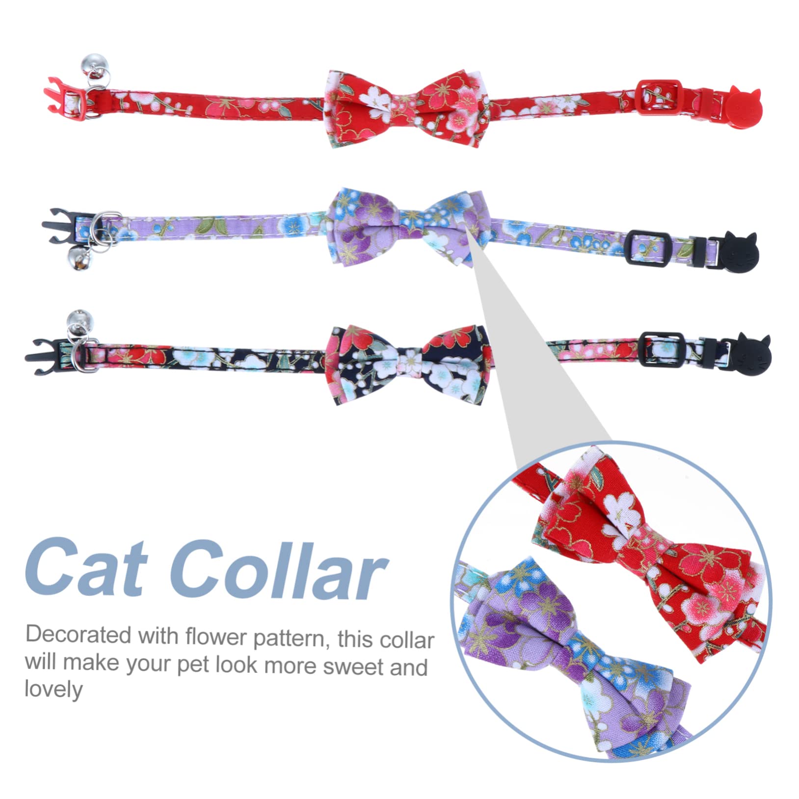 POPETPOP Lot De 2 Colliers pour Chat avec Clochette Tendance Et Adorable Matériau Doux Facile À Installer 3 Pièces X 2
