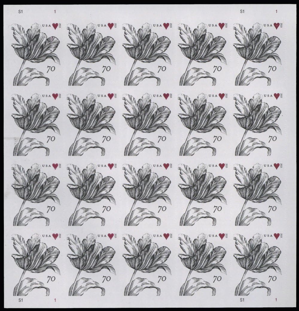Vintage Tulip Sheet of 20 Two-Ounce Rate U.S. Postage Stamps