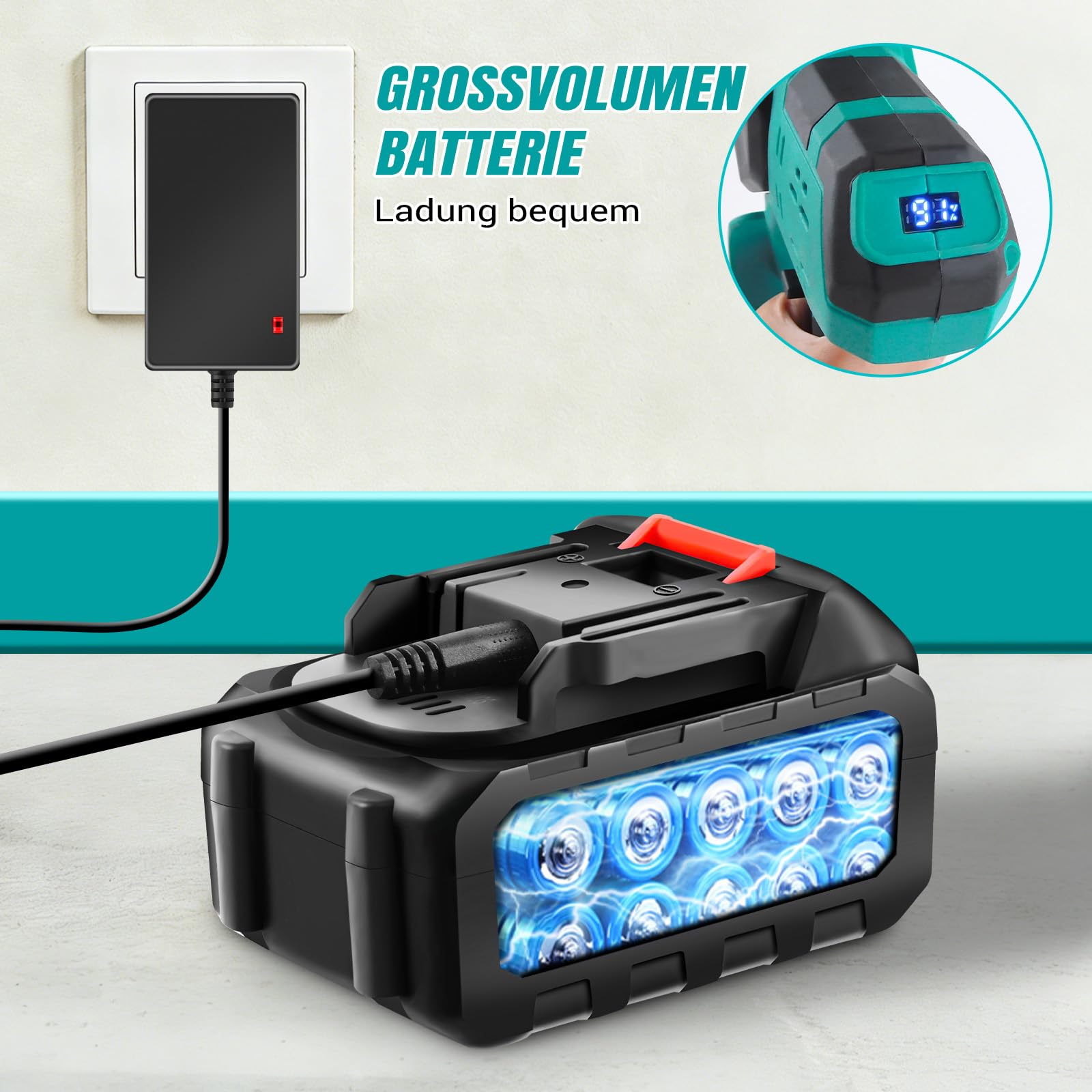 Motosierra sin escobillas de 8 pulgadas, 21 V y 4000 mAh, batería de litio, una sola mano, minisierra con juego de accesorios para cortar ramas y madera