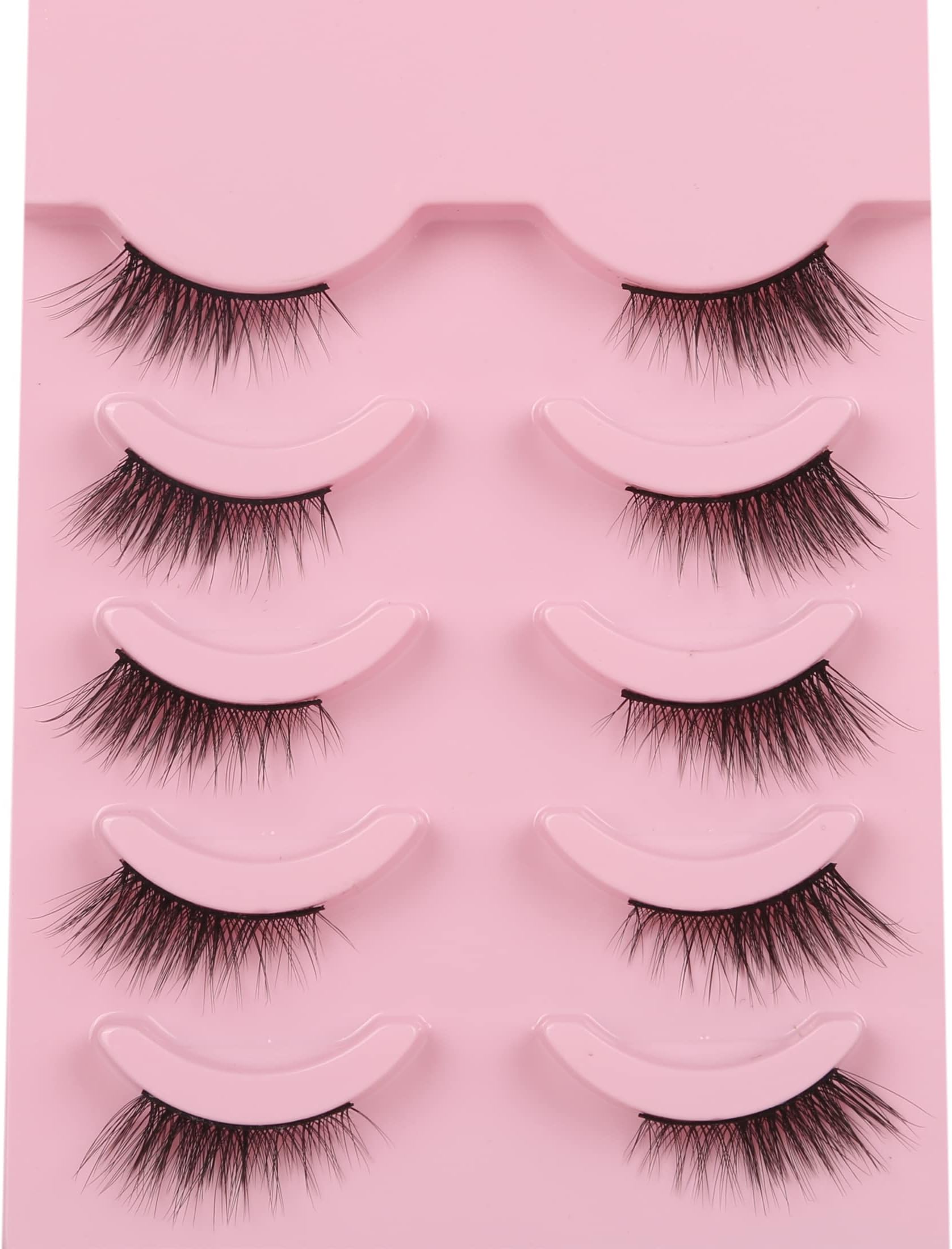 Half Lashes Natural Look Cat Eye Accent False Eyelashes Small Corner Short Adhesive 5 Pairs Pack