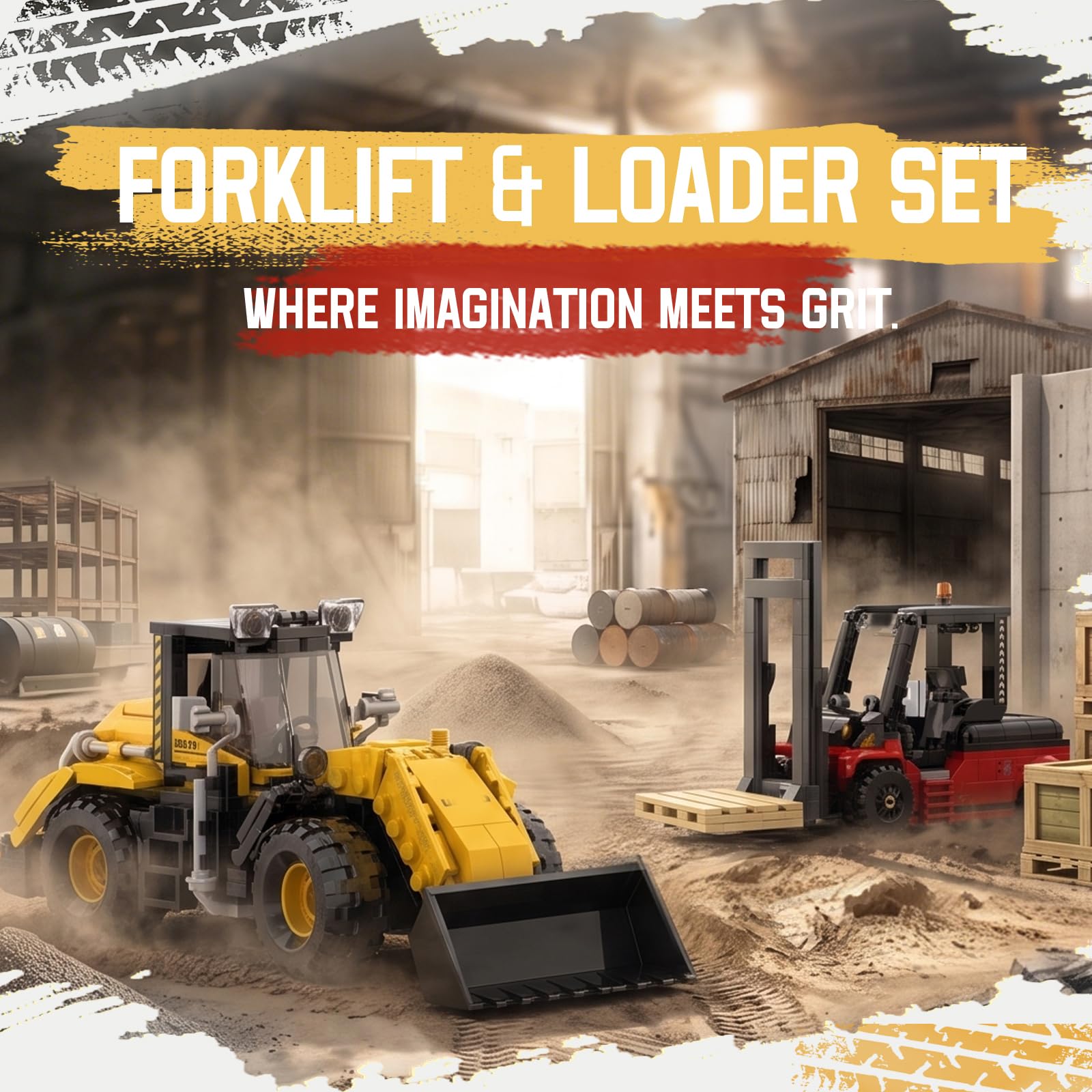 Set di costruzione di carrelli elevatori e kit di costruzione del caricatore, set di costruzione per adulti, 14+, decorazione per ufficio domestico, regalo ideale, 680 pezzi