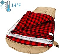 Vista 2 de Saco de dormir de lona de 0 grados para pesca, caza, viajes y campamento, especialmente en invierno frío al aire libre con forro de franela