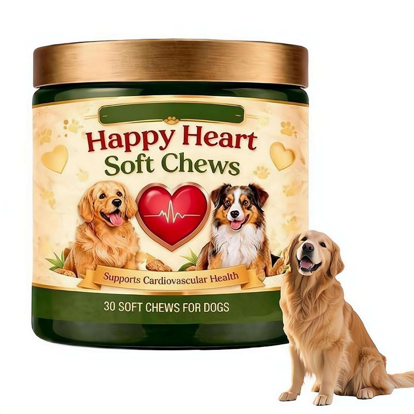 Animal Heart Support Chews for Dogs, 30pcs Soft Supplement with Coq10, Fatty Acids, Taurine, L-carnitine, Easy to Digest, Daily Nutritional Aid for Canine Cardiovascular Wellness