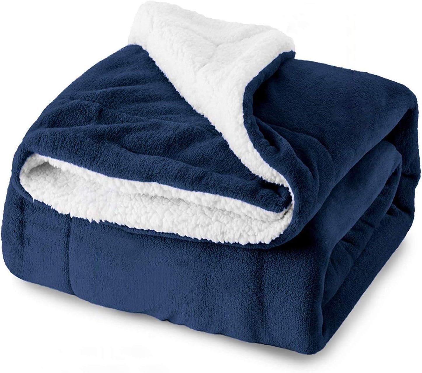 VIA MONTENSherpa Fleece Throw Blanket, Lightweight Warm and Cozy Reversible Soft Microfiber Fluffy Fleece Blanket for Bed Sofa Couch Settees, Kids Adult Gift Travel – Blue, Single Size 130 x 150 cm