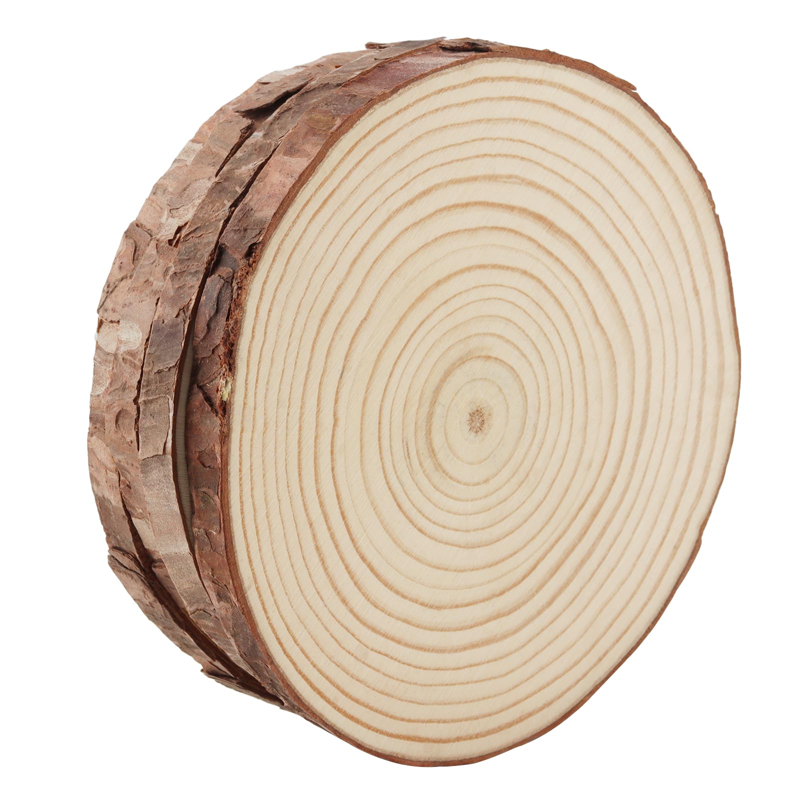 HAKZEON 20 Stück 14–16 cm natürliche Holzscheiben, 1 cm dick, unlackierte Holzkreise, runde Holzscheiben für Bastelarbeiten, Hochzeitsdekorationen, Weihnachten, Heimdekoration, 14–16 cm Durchmesser