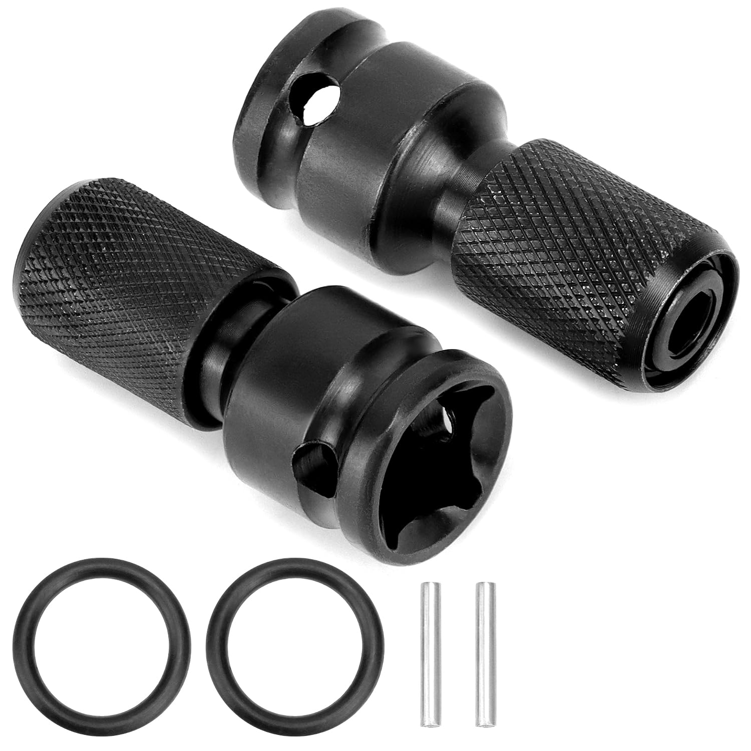 QWORK® 2 Pcs 1/2" Square Drive to 1/4" Hex Shank Socket Adapter, Quick Release Socket Adapter, for Impact and Ratchet Wrenches