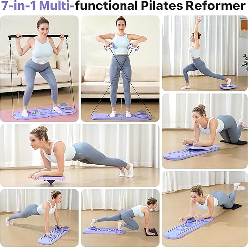 Miniatura 5 de Pilates Board, Pilates Reformer Set, 7 in 1 Multifunctional Pilates Reformer Machine with Timer, Portable Foldable Pilates Board for Home Workout,
