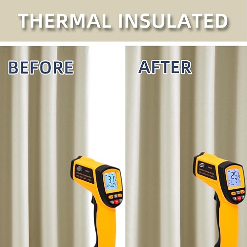 Miniatura 6 de Cortinas opacas 100% de lino beige para dormitorio, cortinas opacas para sala de estar, cortinas de oscurecimiento de habitación de doble capa de 84