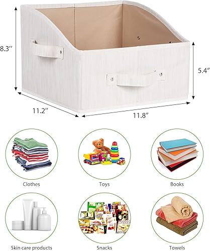 Miniatura 2 de KEEGH Contenedores de almacenamiento de tela para armario, cestas de almacenamiento para estantes, caja de almacenamiento para ropa, toallas,