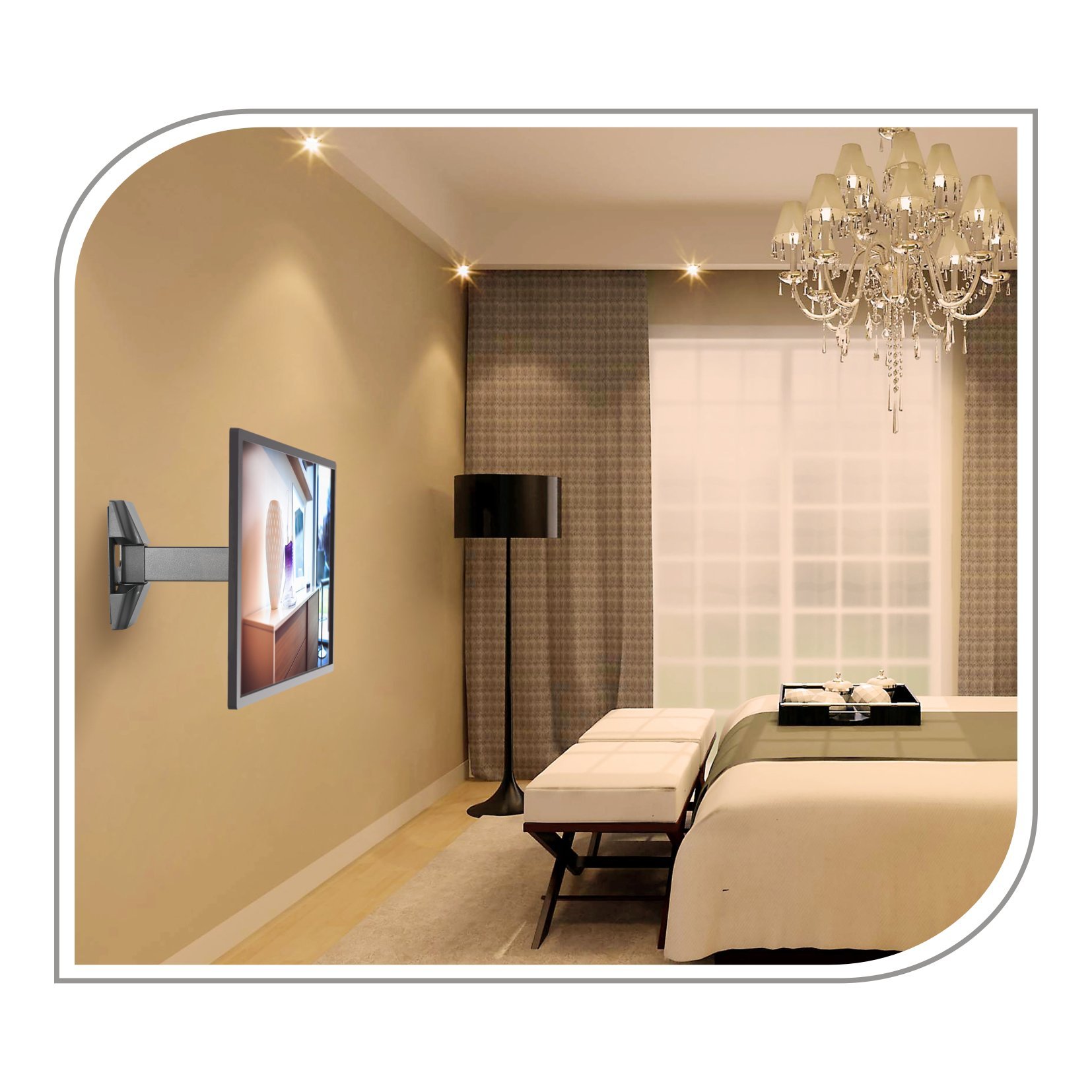PureMounts® Uchwytdo telewizora, Vesa 200x200, odległość od ściany: 5,5-20 cm, nośność 30 kg, pochylanie 3°/-10°, obracanie 90°/-90°, czarny