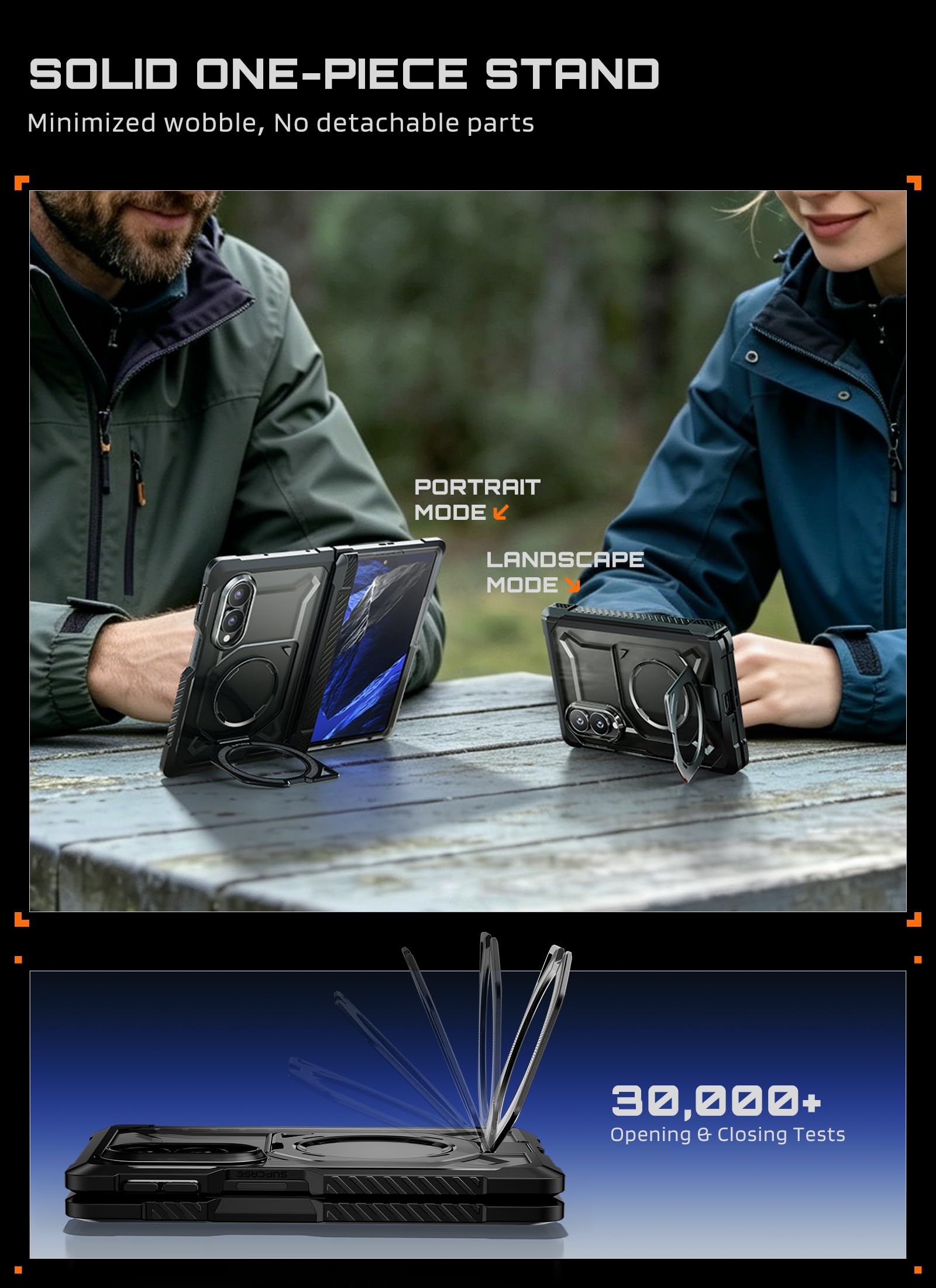 SUPCASE Cover Magnetica per Samsung Galaxy Z Fold 8 con Supporto | [Compatibile con MagSafe] Pellicola Protettiva HD Integrata [Protezione Cerniera] 360° di Grado Militare (UB Grip), Nero