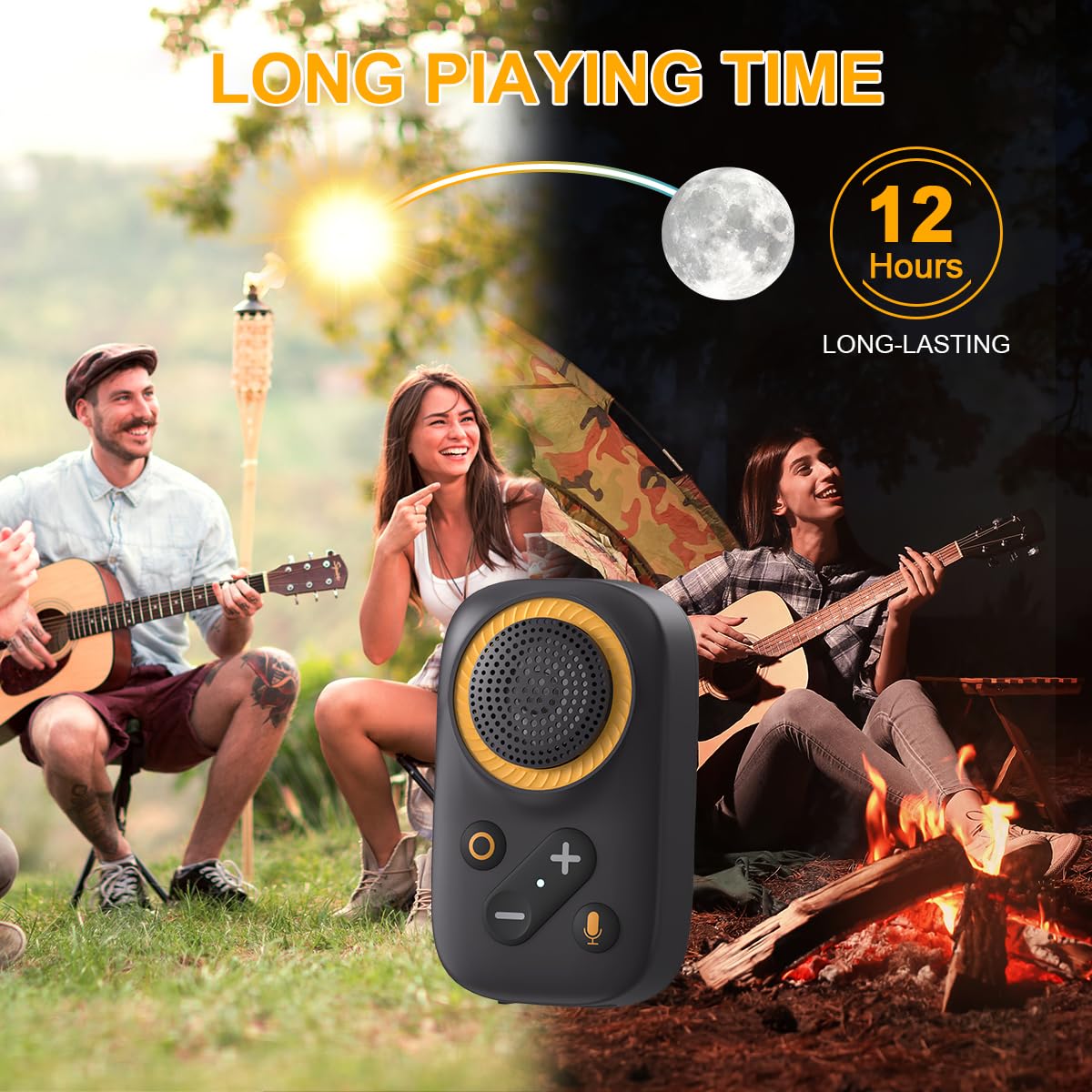 Altavoz Bluetooth portátil, Bluetooth 5.4 con clip, altavoz inalámbrico con micrófono, función TWS, 12 horas de reproducción, IPX5 impermeable, mini altavoz portátil para trabajar al aire