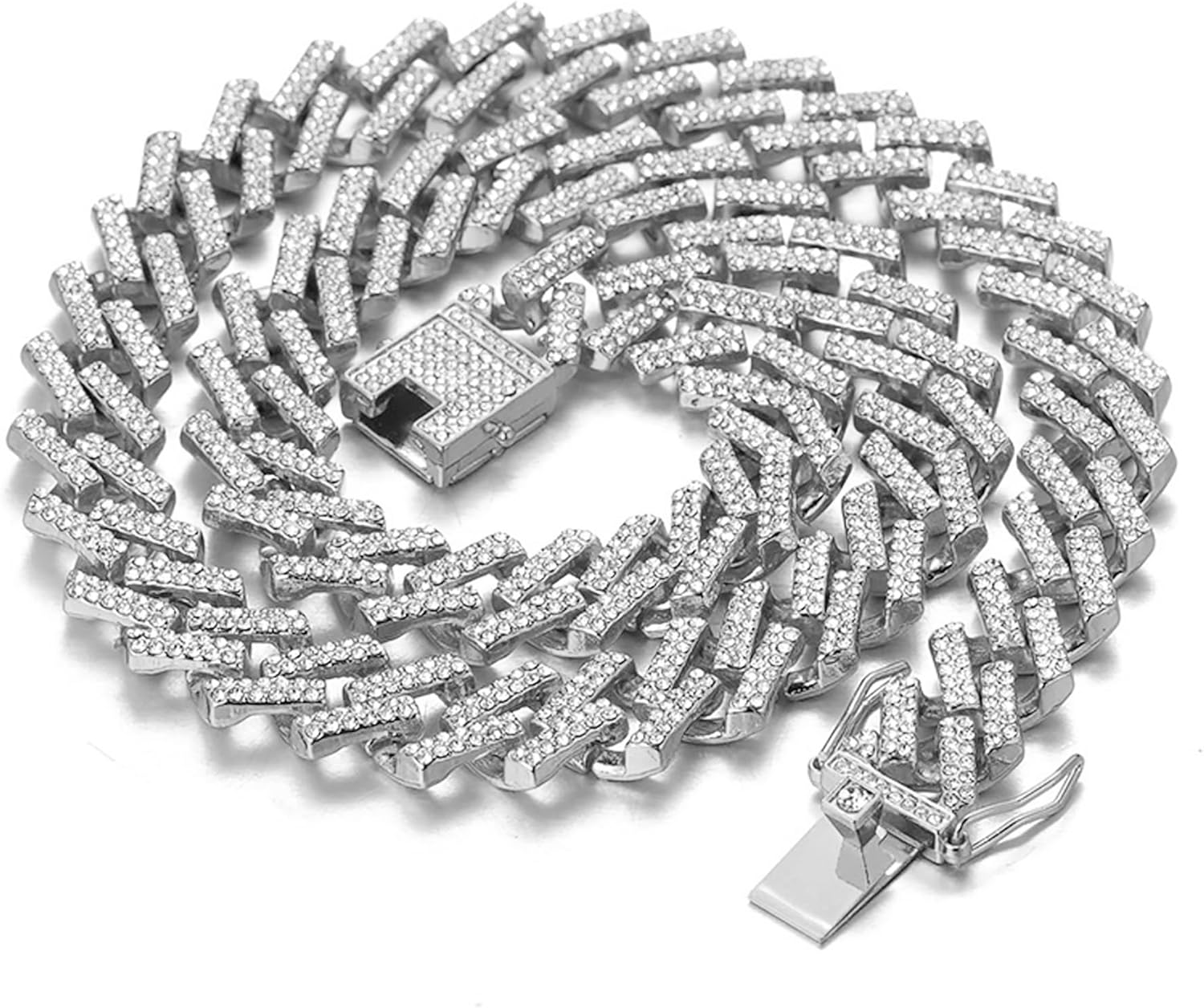 Halukakah Diamonds Gold Watch Iced Out, Men's 18k Real Gold/Platinum White Gold Plated Quartz Wristband 8.7" Octagonal Dial, with Cuban Link Necklace Bracelet Set Options, Free Giftbox