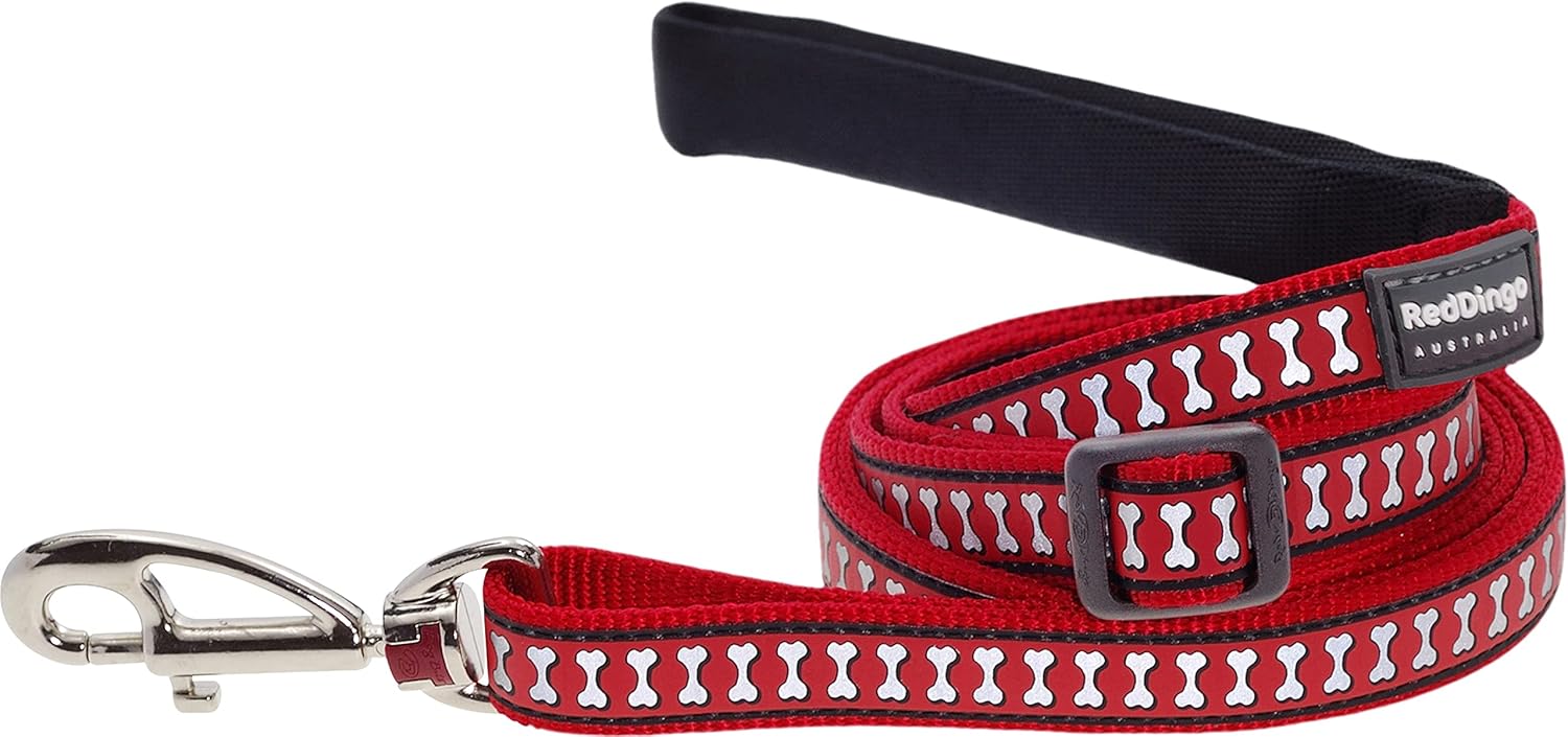 Red Dingo Reflective Dog Lead, Small, Orange