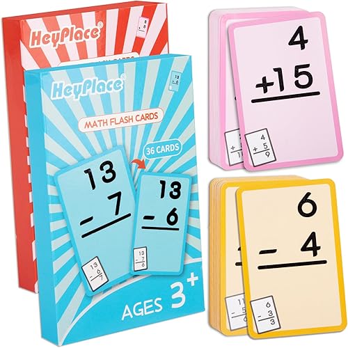 HEYPLACE Juego de 72 tarjetas de memoria matemáticas, suma y resta, para niños de 4 a 8 años, para educación temprana