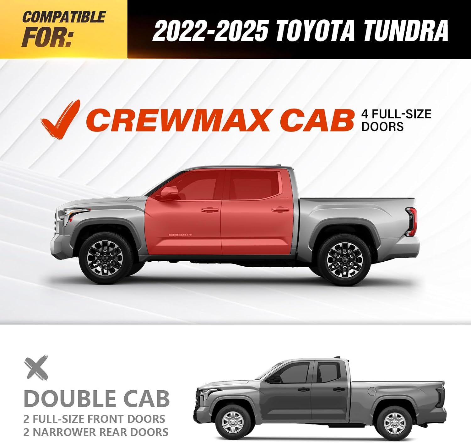 CrewMax Cab Running Boards Side Steps Compatible with 2022 2023 2024 2025 Toyota Tundra Crew Max Cab, Two Stair Drop Design Style Truck Nerf Bars Side Rails (Black Powder Coated, Star Logo)