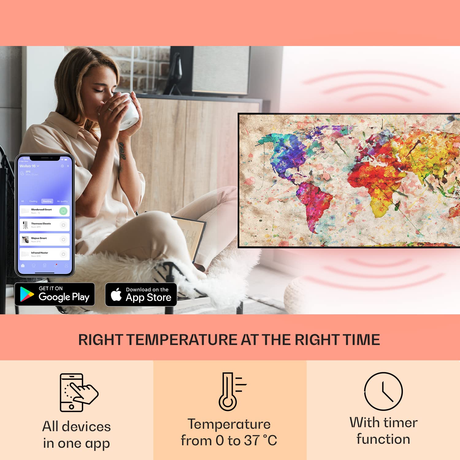 Klarstein Smart Infrared Heater, 700W Infrared Panel Heater, IoT/WiFi App  Control, Open Window Detection, Thermostat, Wall Mounted Infrared Heaters,  CO2-Free Energy Efficient Electric Heater : Amazon.co.uk: DIY u0026 Tools