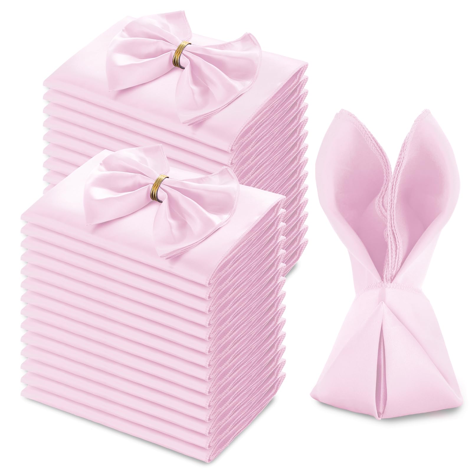 Serviettes en satin rose clair pour embellir vos tables de mariage et dîners de fête
