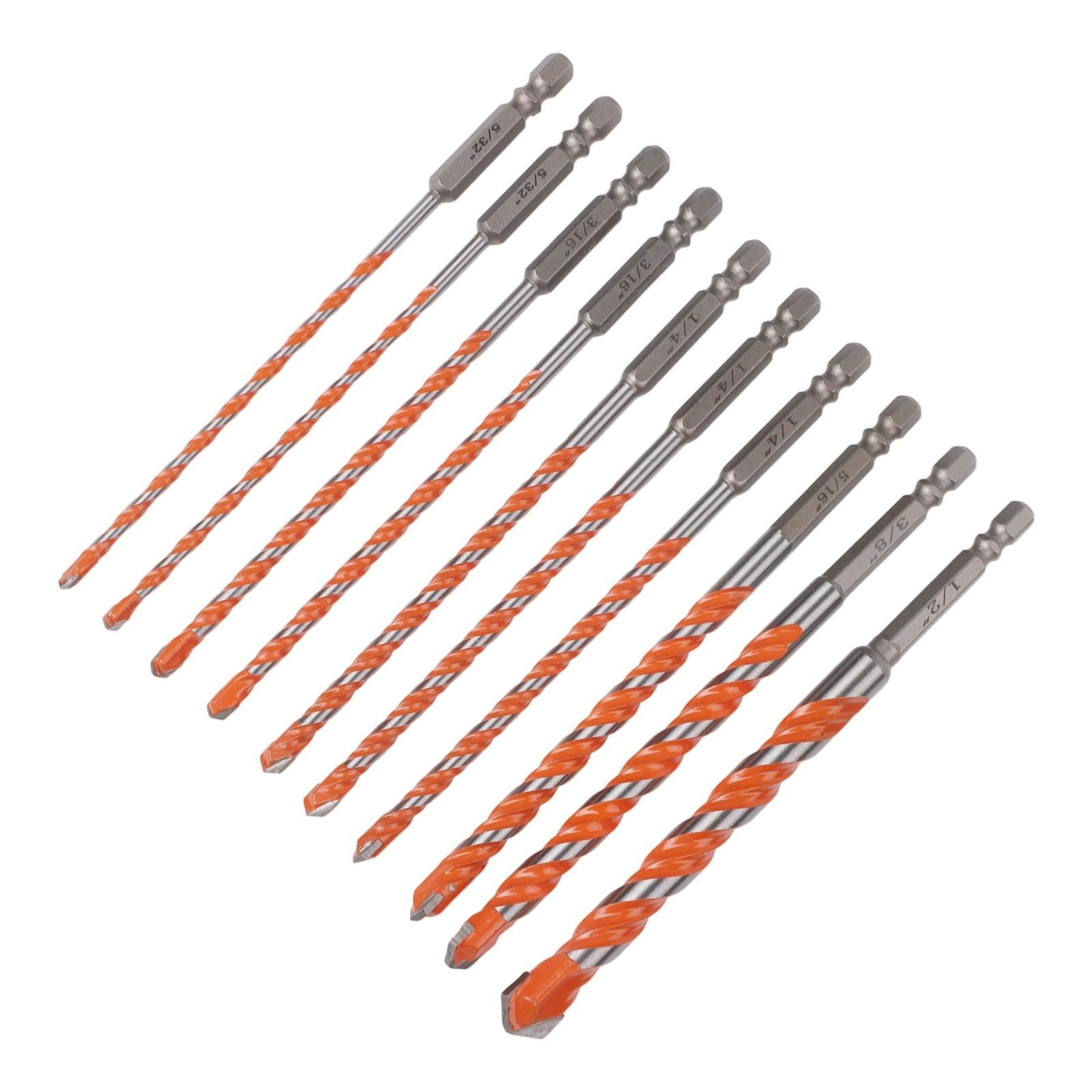 Juego de brocas para mampostería, carburo de hormigón para azulejos de ladrillo de vidrio, juego de 10 brocas hexagonales extendidas