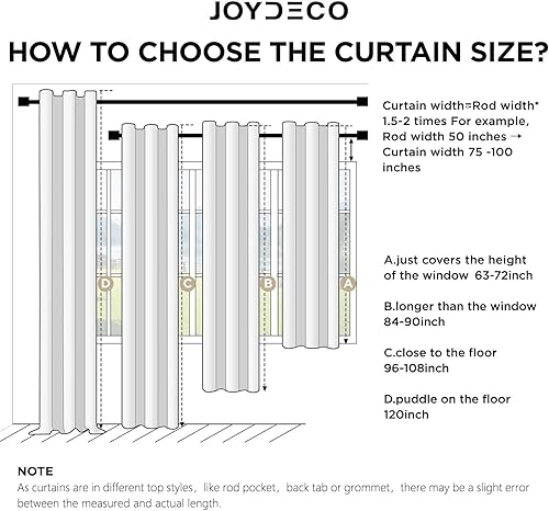 Miniatura 9 de Joydeco - Cortinas opacas negras de 84 pulgadas de largo - Cortina de lino 100% opaca para dormitorio, con bolsillo para cortinero y lengüetas
