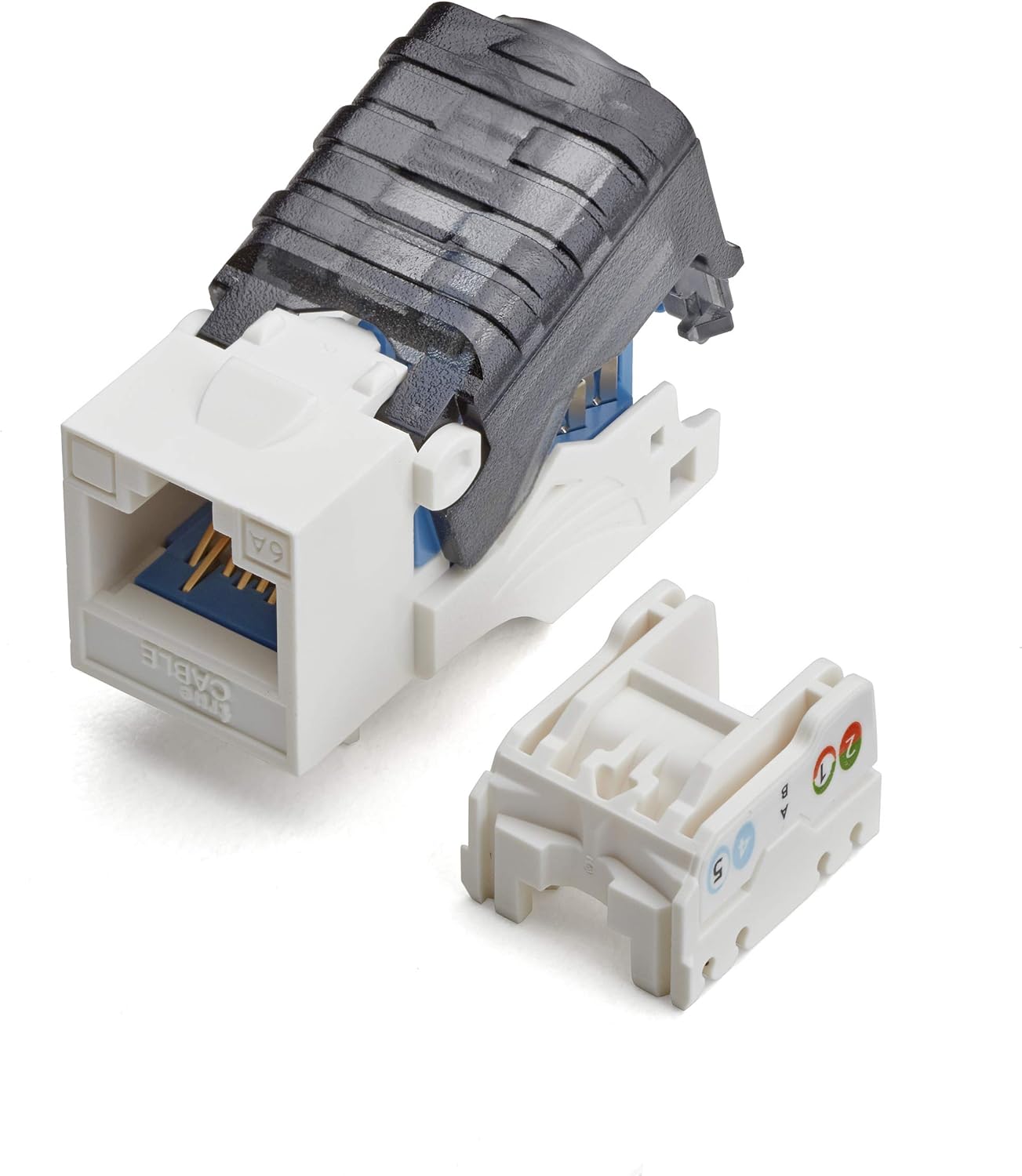 trueCABLE Cat6A Toolless Keystone Jack, Unshielded (UTP), PoE++ (4PPoE), UL Listed, ETL Verified, ANSI/TIA Certified, Modular RJ45 Female, White, 12 Pack