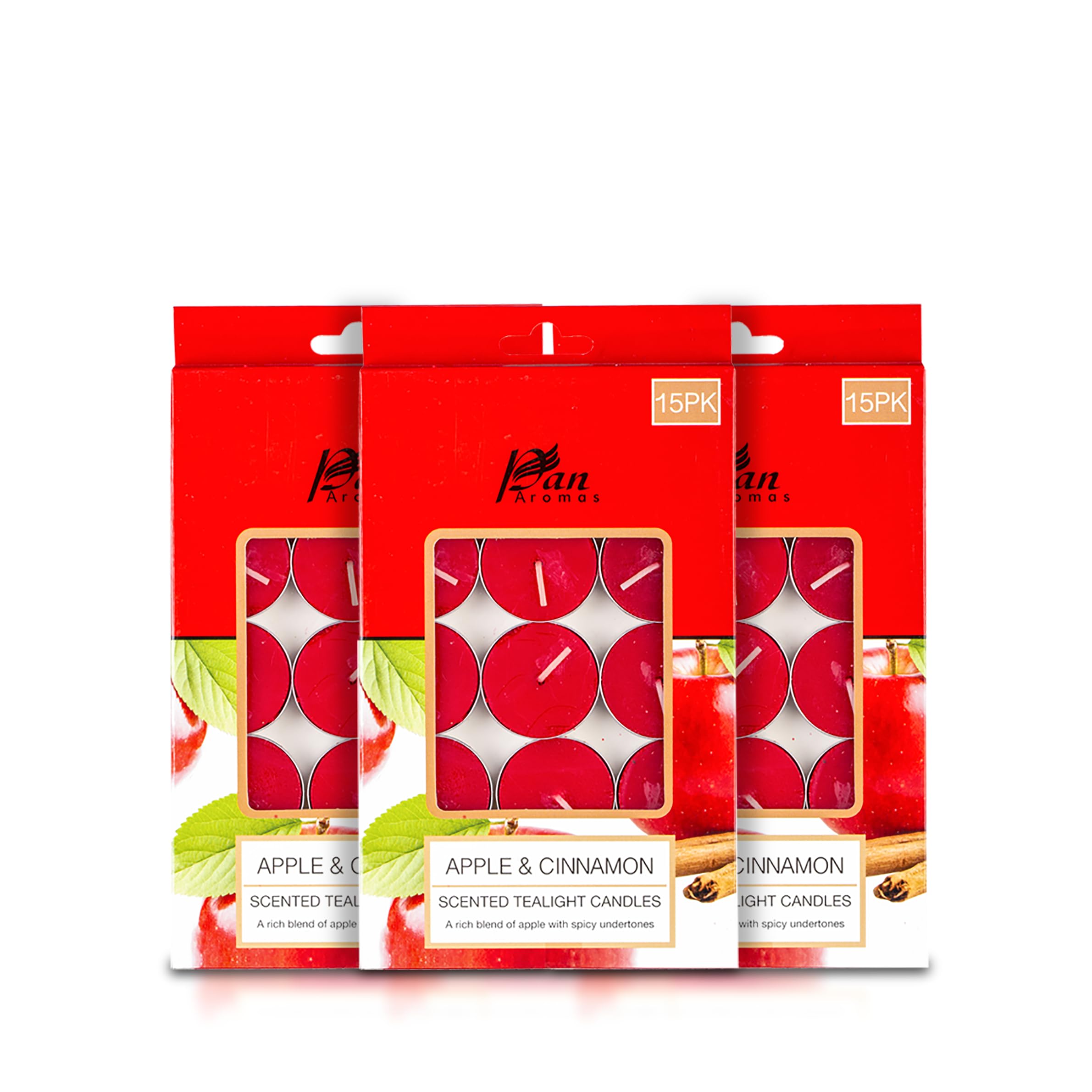 Pan Aromas - (Apple & Cinnamon) Scented Tealight Candles| Pack of 15 (Set of 3)| Long Burning Tealight Scented Candles for Home, Office & Gifting - 2.5 hrs to 3 hrs Burn Time-picture-10