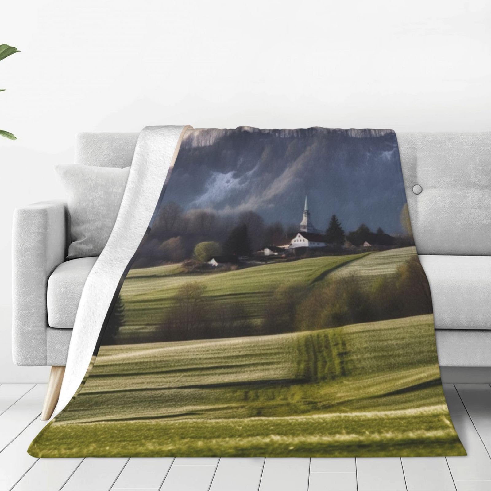 Couverture micro-polaire super douce imprimé champêtre haute fidélité