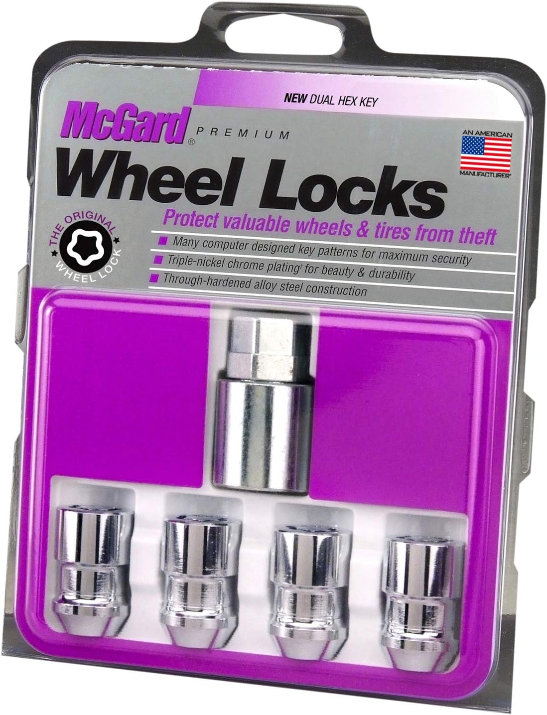 24137 Chrome Cone Seat Wheel Locks (M12 x 1.5 Thread Size) - Set of 4