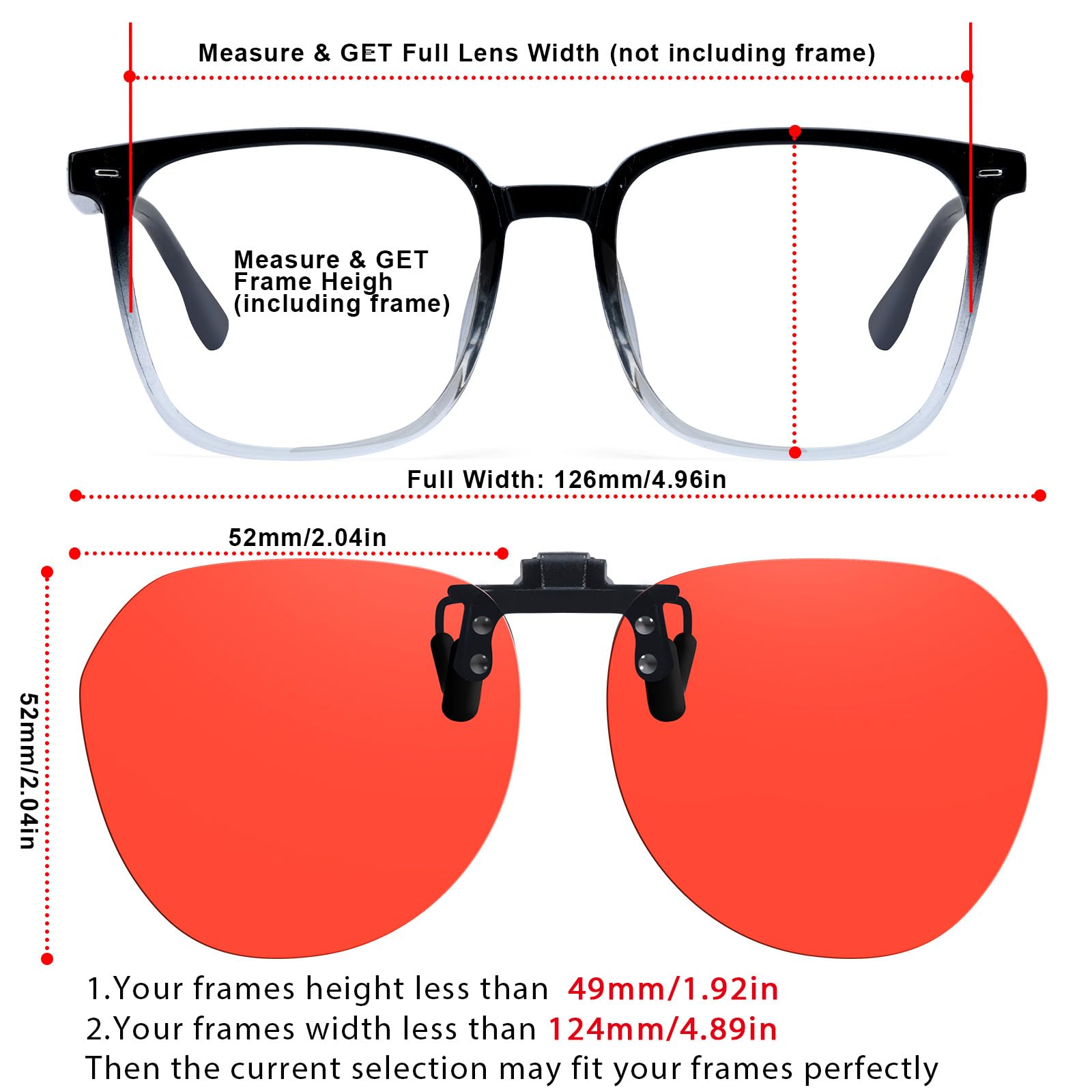 VIEWBETTER BL1009 Lot de 3 lunettes de blocage de la lumière bleue avec clip sensibles à la lumière pour jeux informatiques