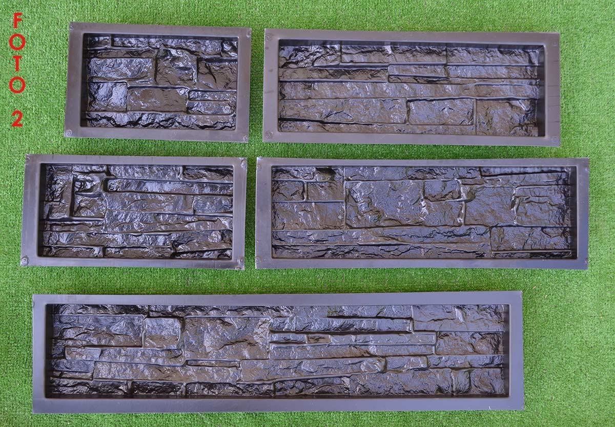 BETONEX 5 pcs ABS 2mm Plastic Molds for Concrete Plaster Wall Stone