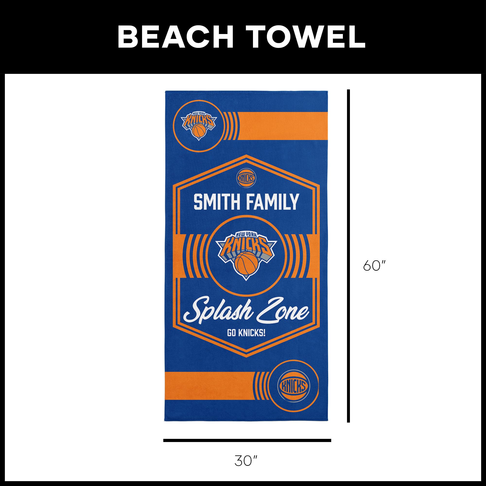 Northwest NBA New York Knicks, Dominion, personalisiertes Strandtuch, 76,2 x 152,4 cm