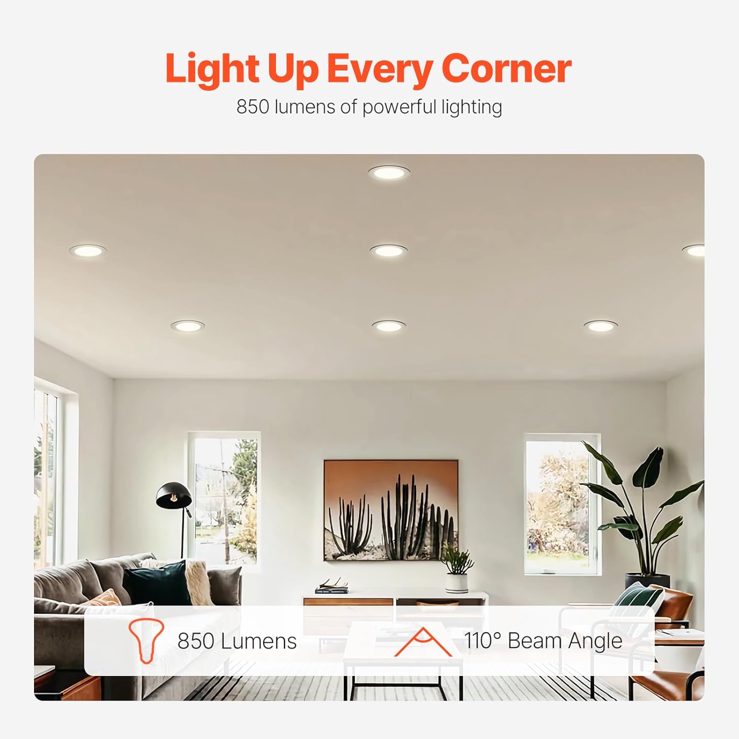 Living room illuminated by VEVOR BR30 LED Flood Lights