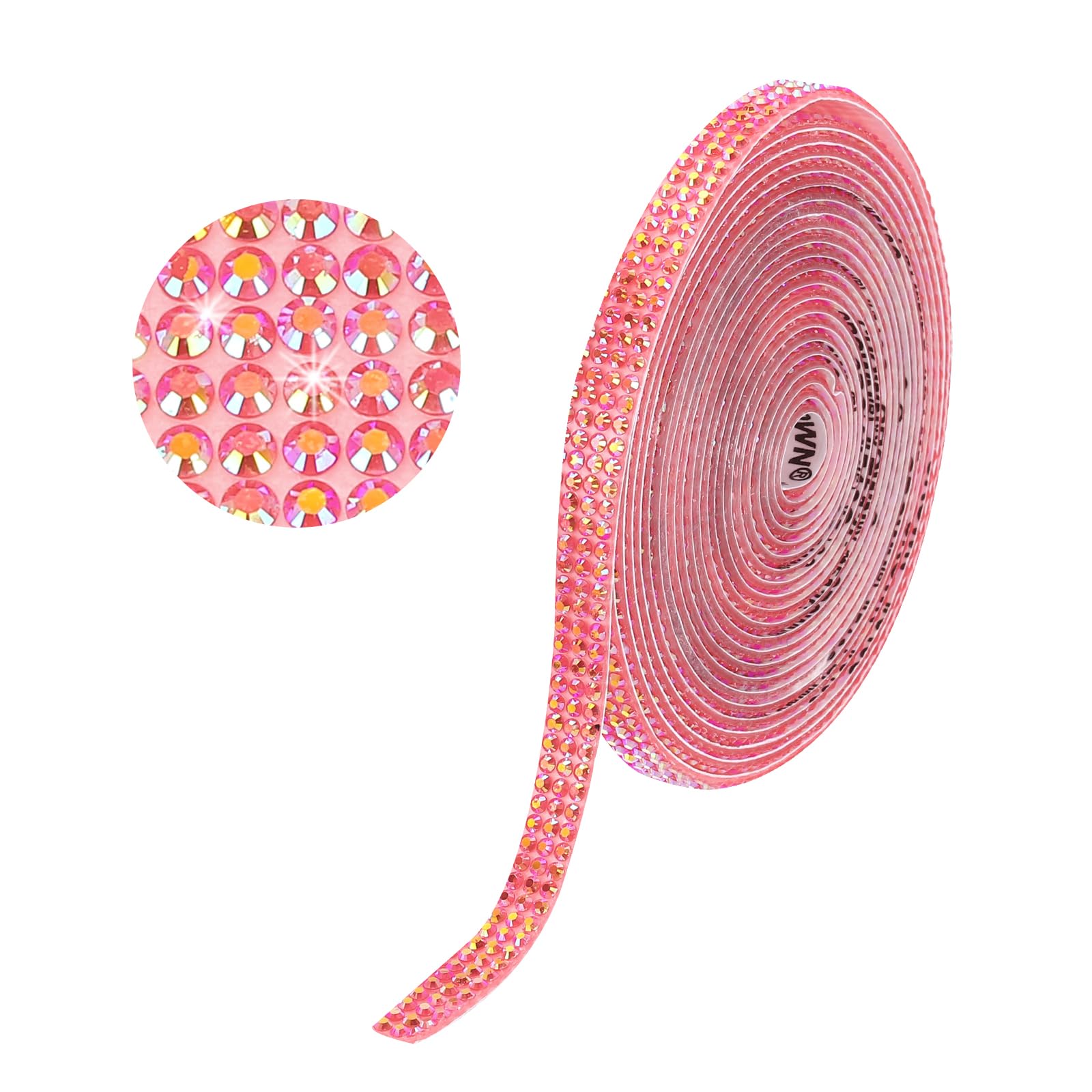 sourcing map Rhinestone Strips,3 Yard 6mm Adhesive Rhinestone Ribbon Bling Rhinestone Tape for for DIY Crafts, Party Car Phone Decorations, Red AB