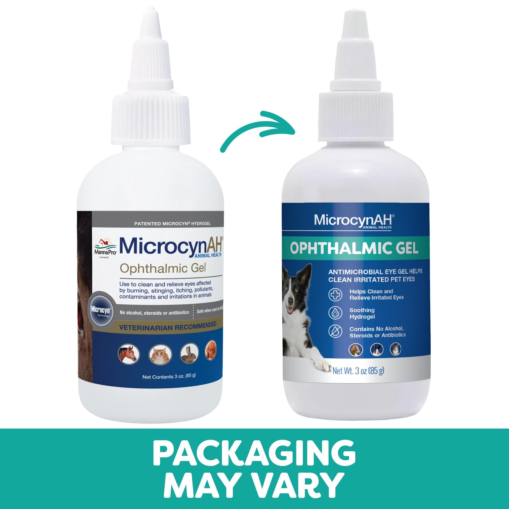 Microcyn AH Gel ophtalmique , Nettoyage des yeux , Soulagement des yeux pour animaux de compagnie - 89ml