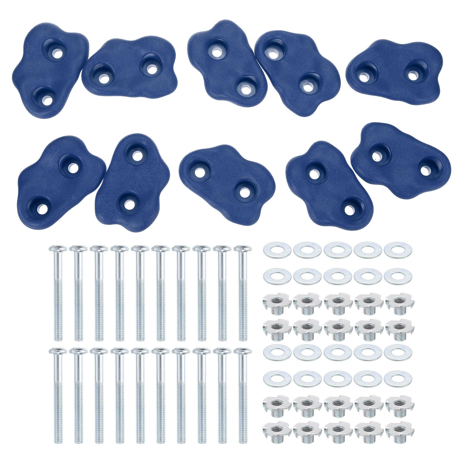 PATIKIL Klettersteine 10 STK Kleine Klettergriffe Spielset Bouldergriffe Mit Doppelloch Für Spielplatz-Zubehör Indoor Outdoor Baumtraining Blau D-Klein