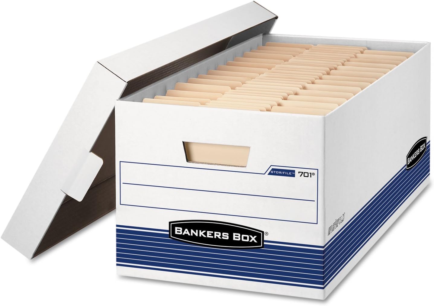 Bankers Box 12-Pack Medium Duty File Storage Boxes with Lids, FastFold Assembly, 24 Inch Letter, STOR/FILE, (00701)
